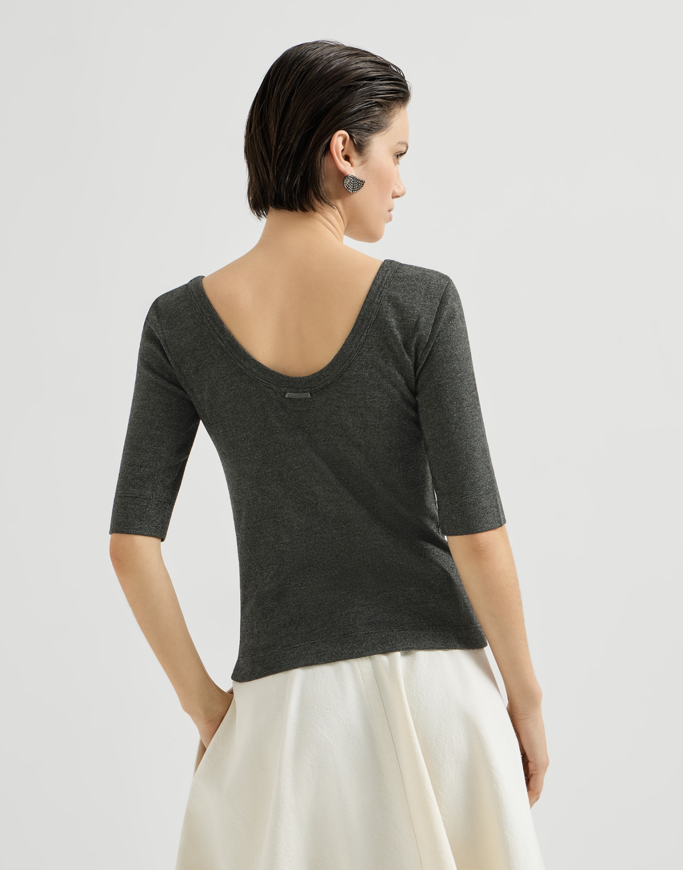Sparkling virgin wool top Anthracite Woman - Brunello Cucinelli