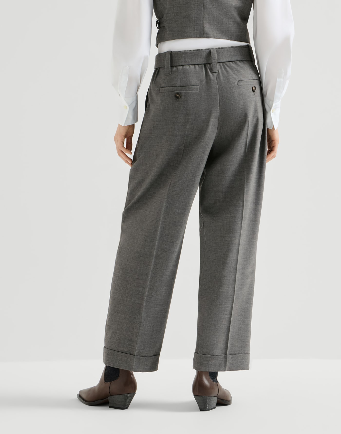 Pantalón Sartorial Baggy Gris Oscuro Mujer - Brunello Cucinelli