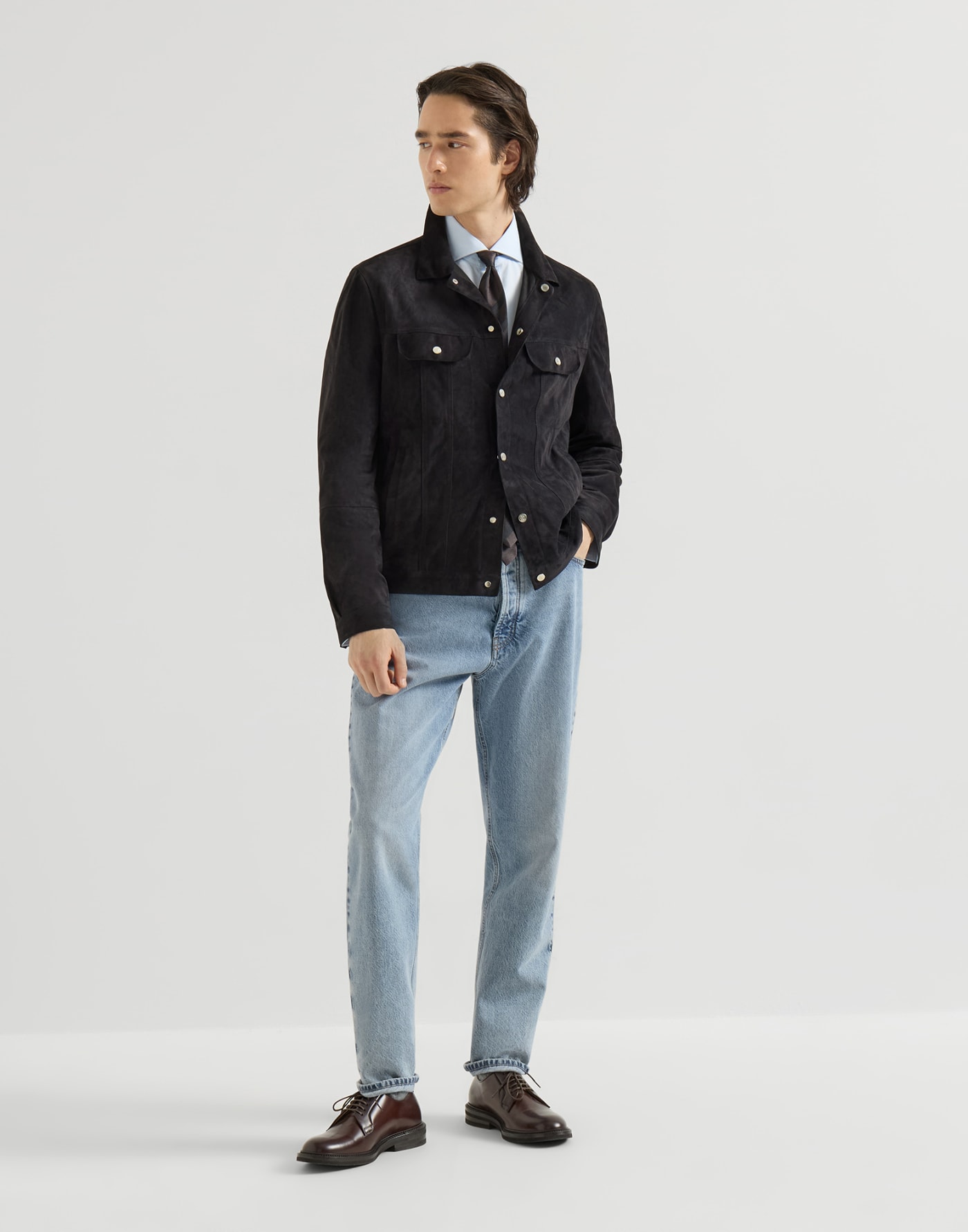 Iconic fit five-pocket trousers Light Denim Man - Brunello Cucinelli