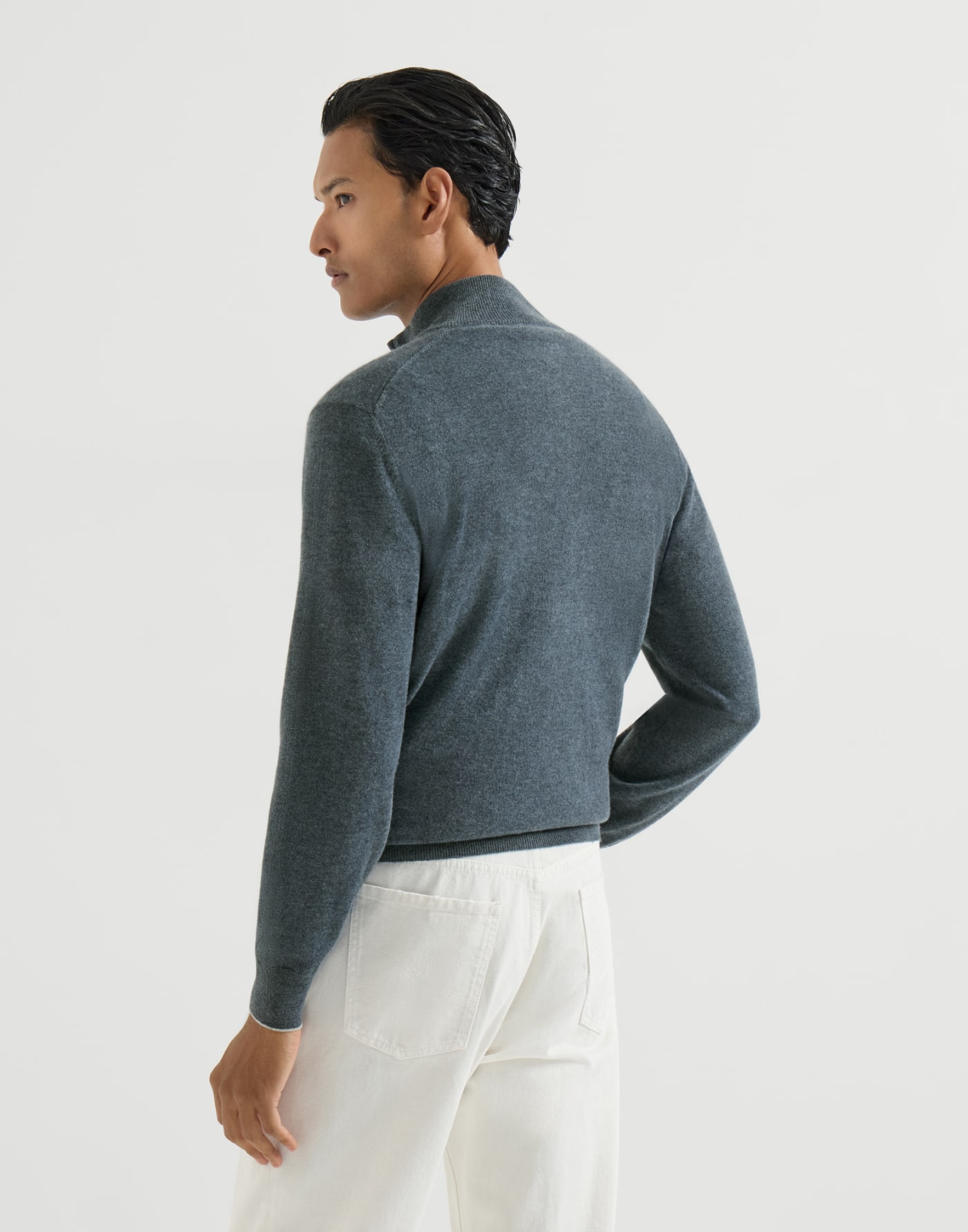 Jersey de cachemir con abertura de cremallera Cerúleo Hombre - Brunello Cucinelli