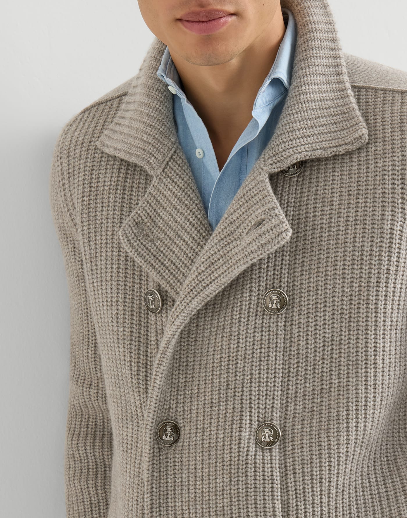 Cardigan Marina in cashmere Marrone Chiaro Uomo - Brunello Cucinelli