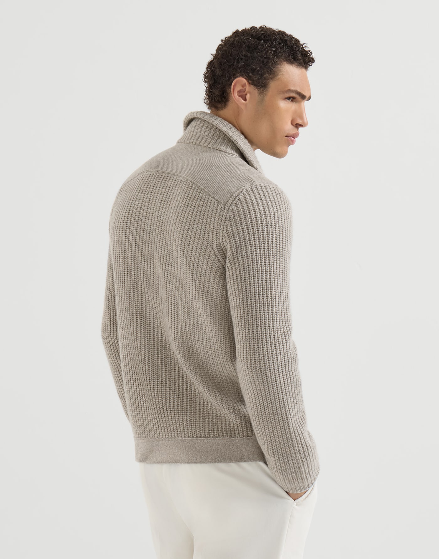 Cardigan Marina in cashmere Marrone Chiaro Uomo - Brunello Cucinelli