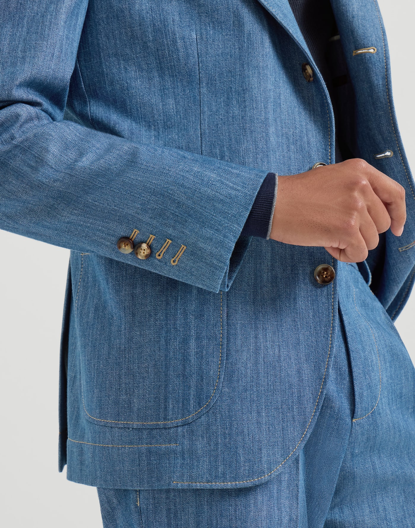 Lightweight denim deconstructed blazer Medium Denim Man - Brunello Cucinelli