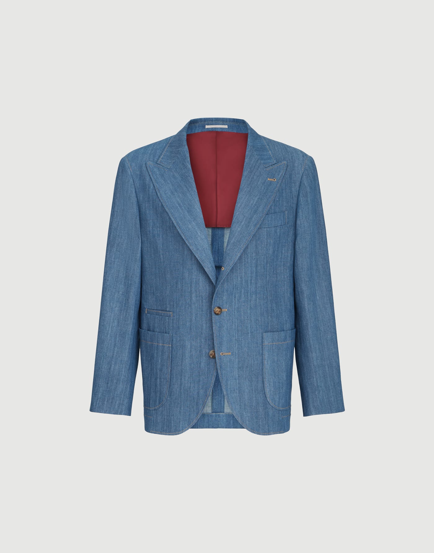 Lightweight denim deconstructed blazer Medium Denim Man - Brunello Cucinelli