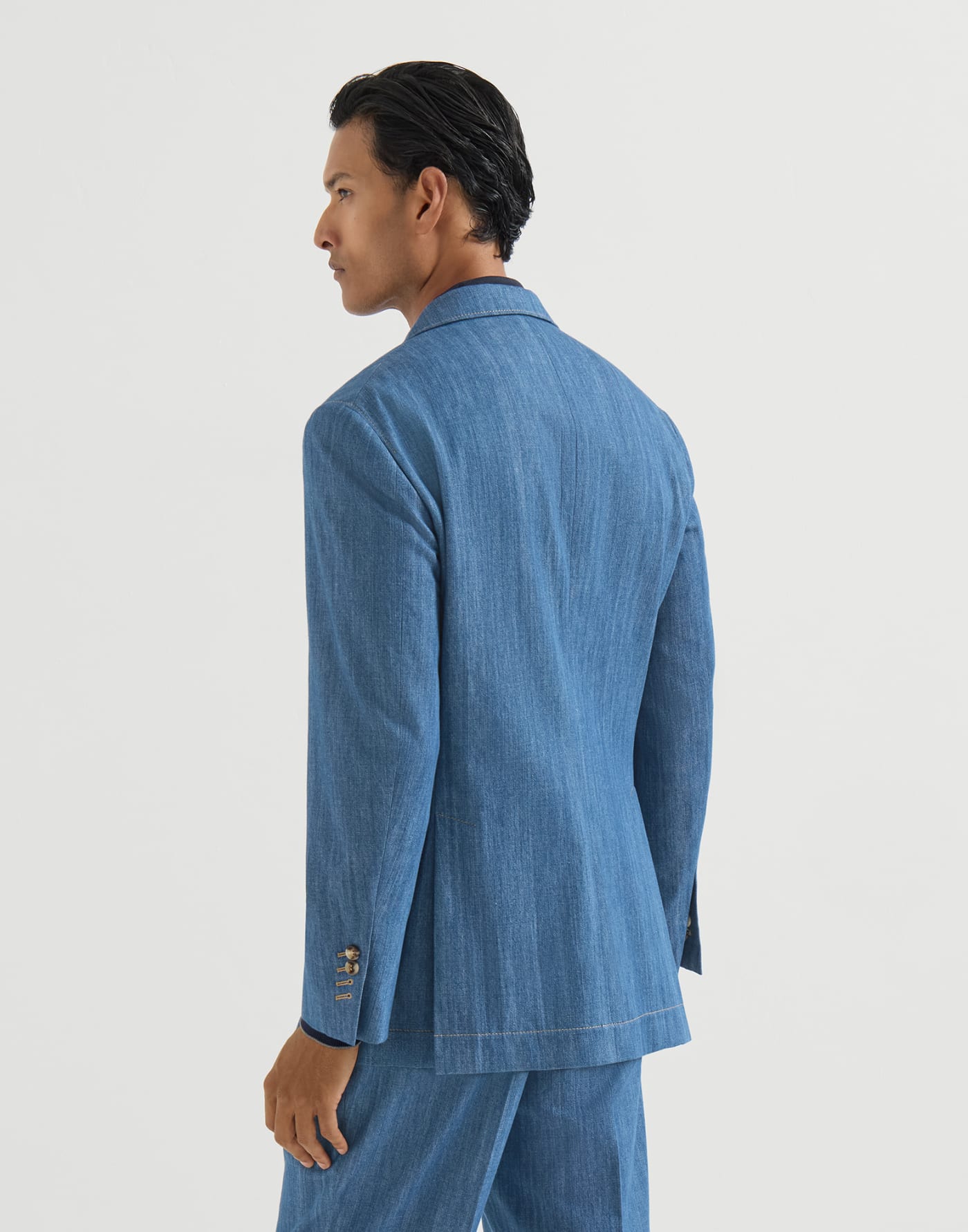 Lightweight denim deconstructed blazer Medium Denim Man - Brunello Cucinelli
