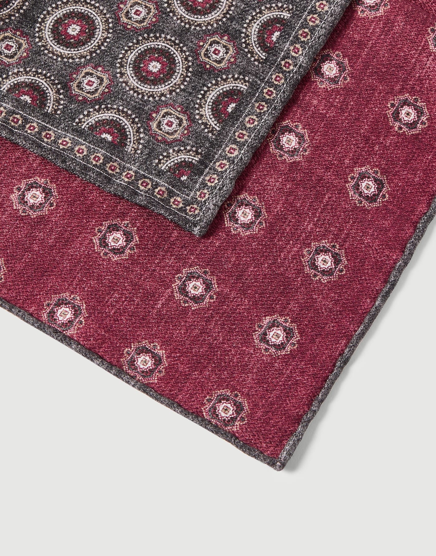 Pochette en soie avec motif Anthracite Homme - Brunello Cucinelli
