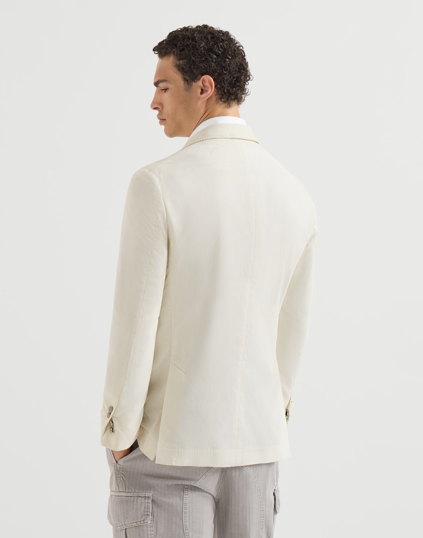 Sea Island corduroy deconstructed blazer Panama Man - Brunello Cucinelli