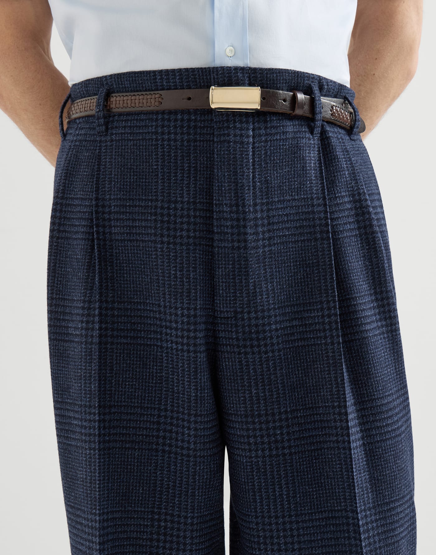 Pantalone Principe di Galles Blu Uomo - Brunello Cucinelli