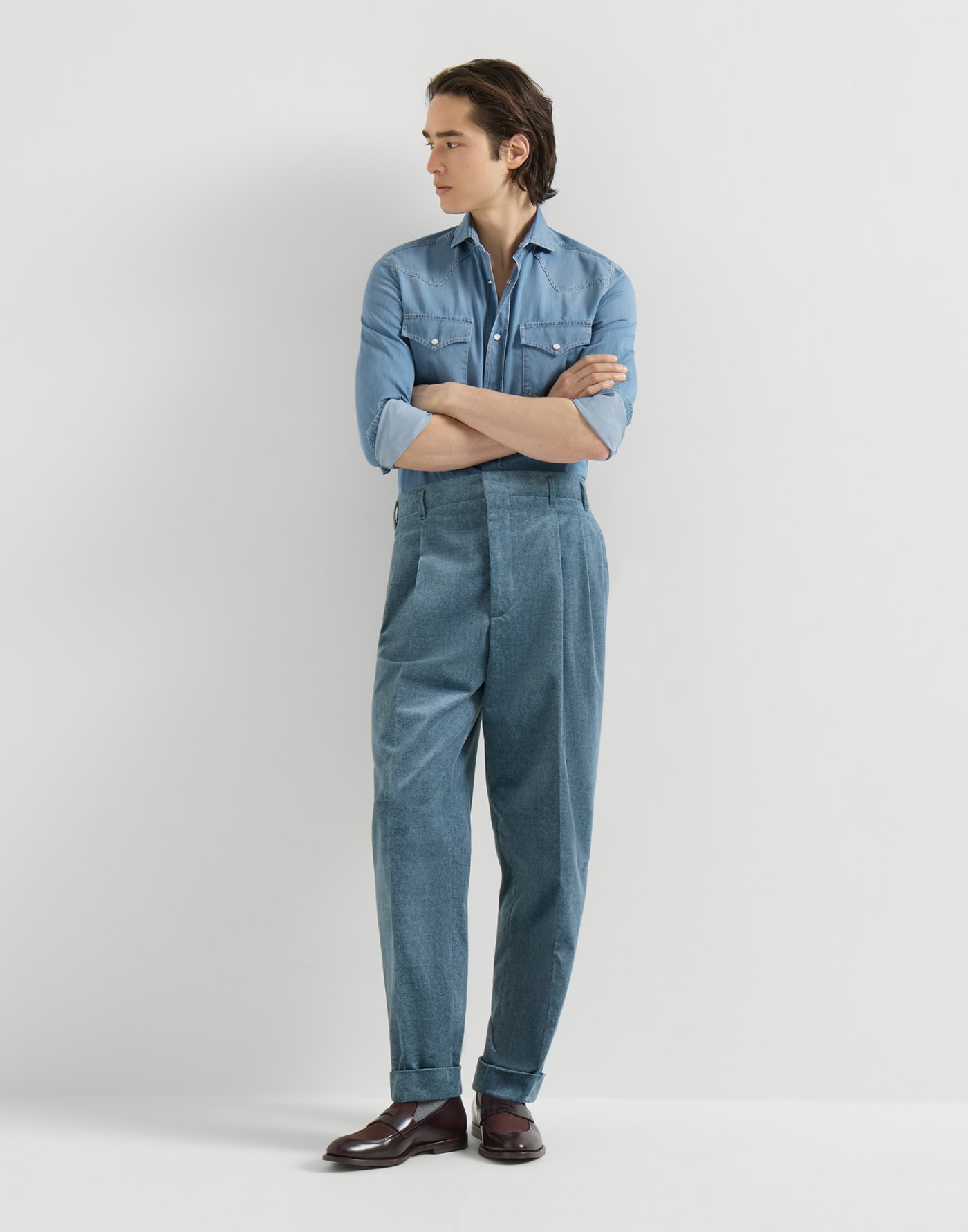 Double pleated trousers Cerulean Man - Brunello Cucinelli