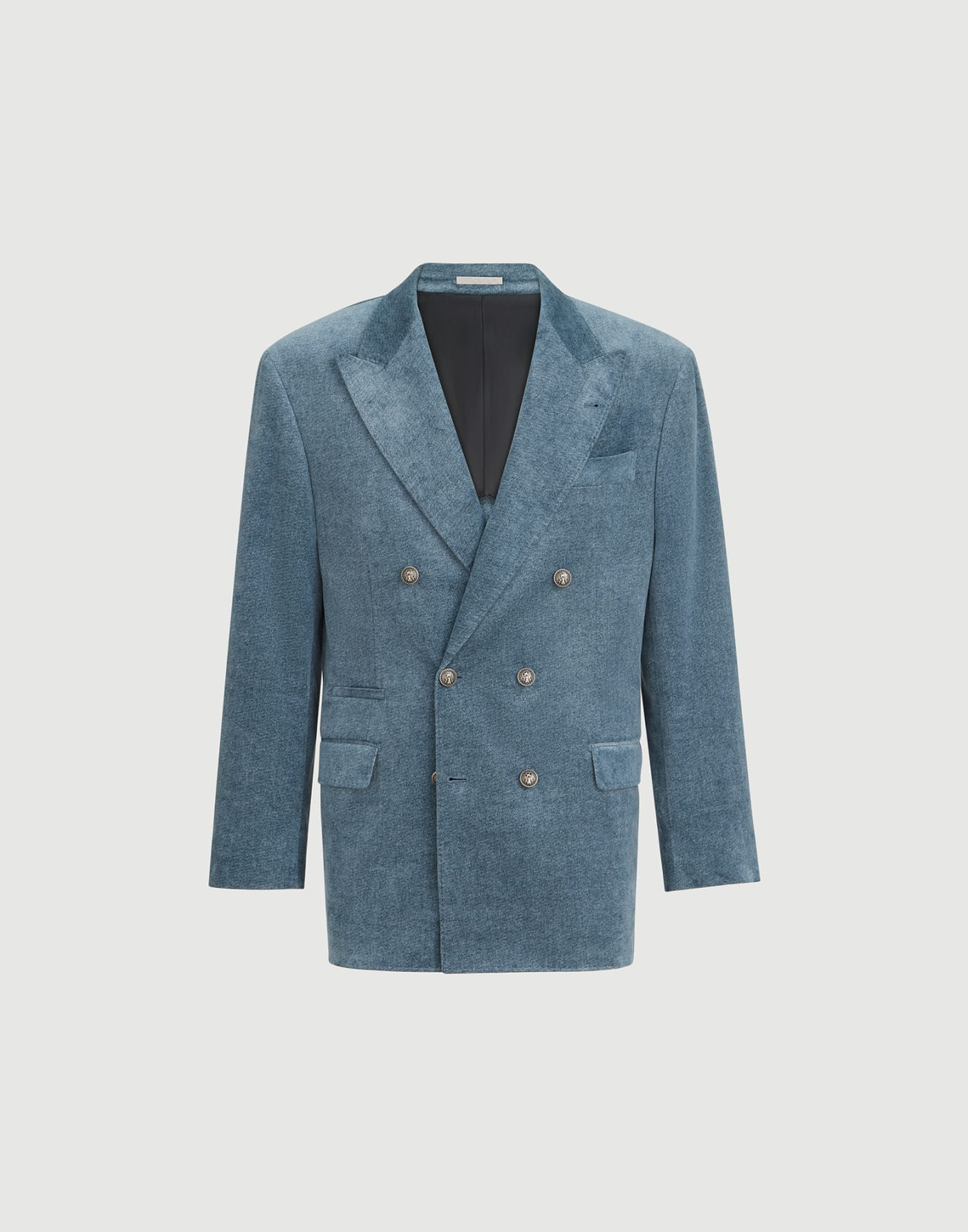 Denim-effect velvet Tailor blazer Cerulean Man - Brunello Cucinelli