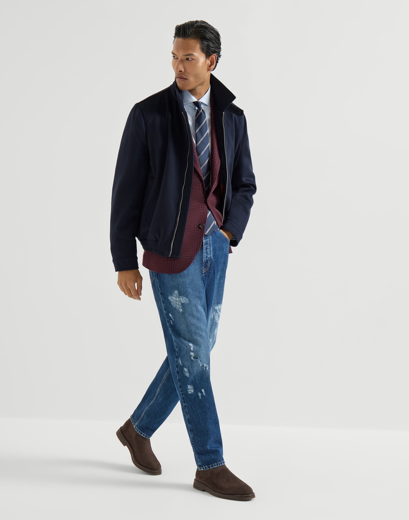 Blouson aus leichtem Tuch Navy-Blau Herren - Brunello Cucinelli