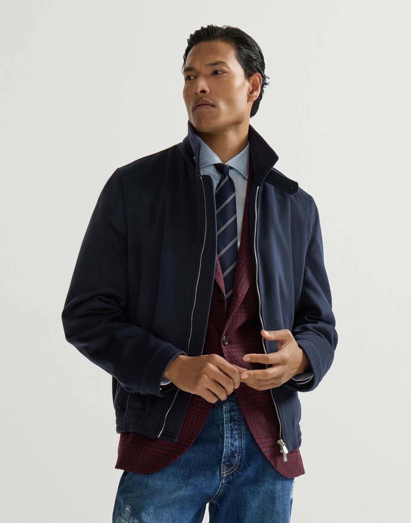 Blouson aus leichtem Tuch Navy-Blau Herren - Brunello Cucinelli
