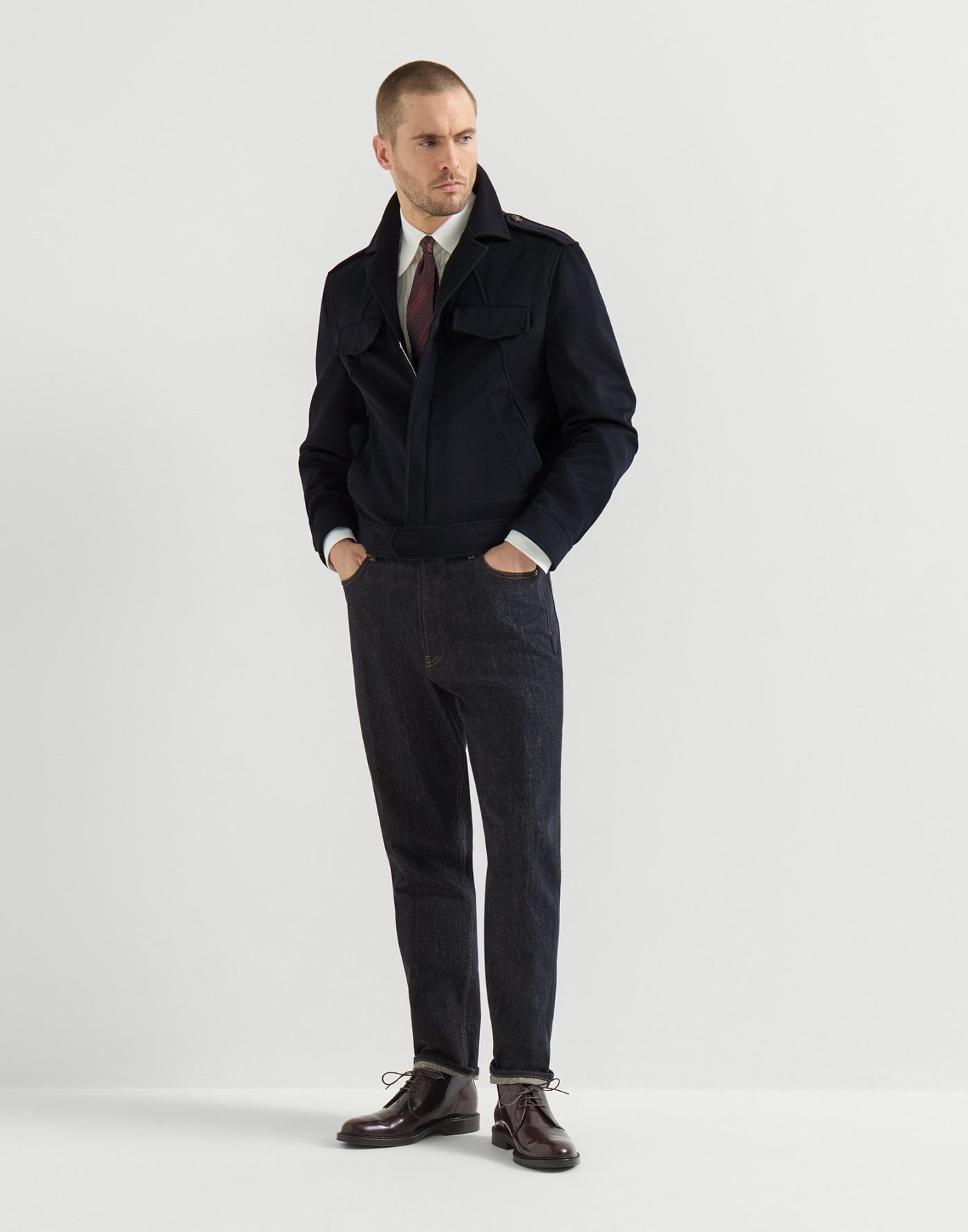 Shirt with Italian collar White Man - Brunello Cucinelli
