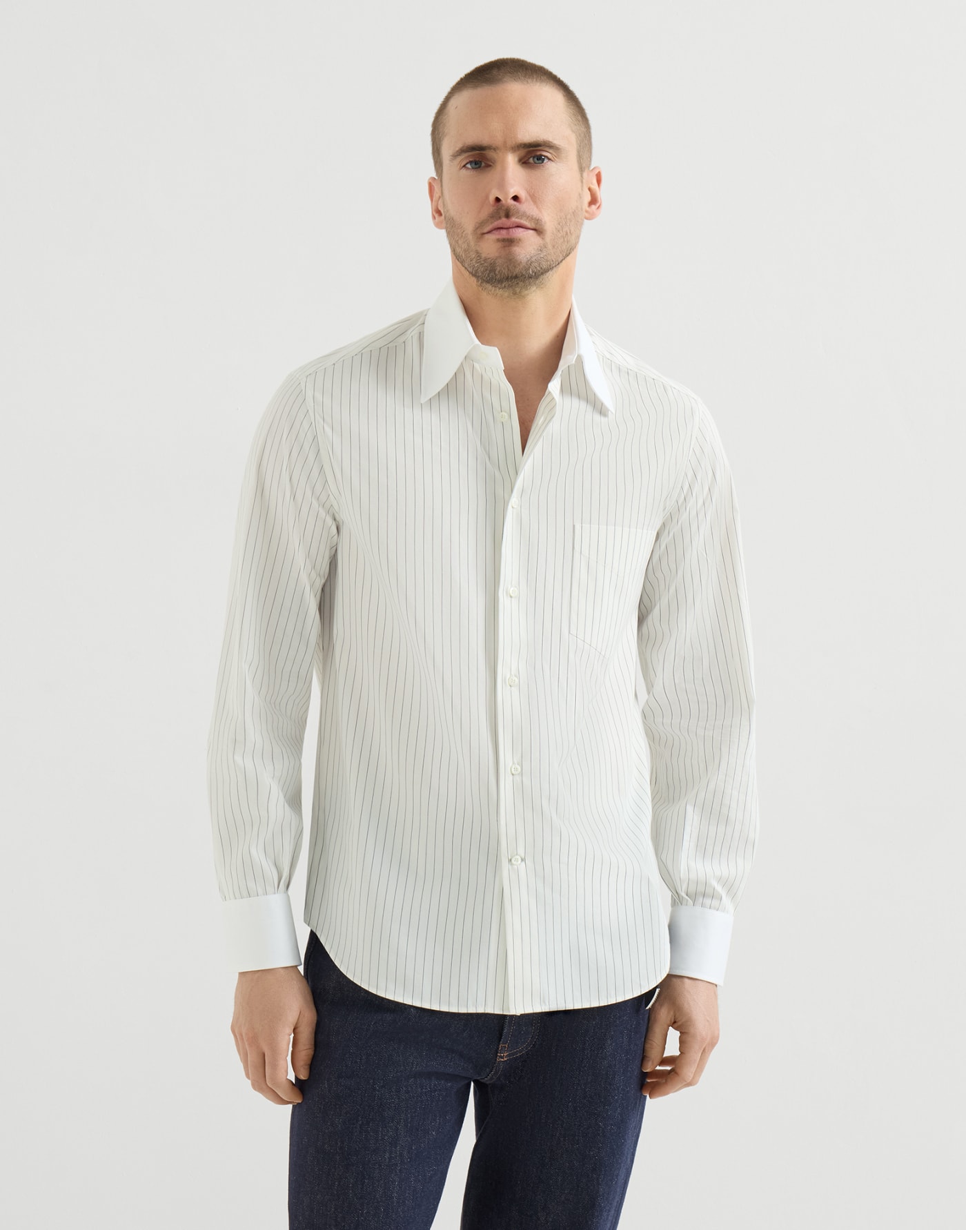 Shirt with Italian collar White Man - Brunello Cucinelli