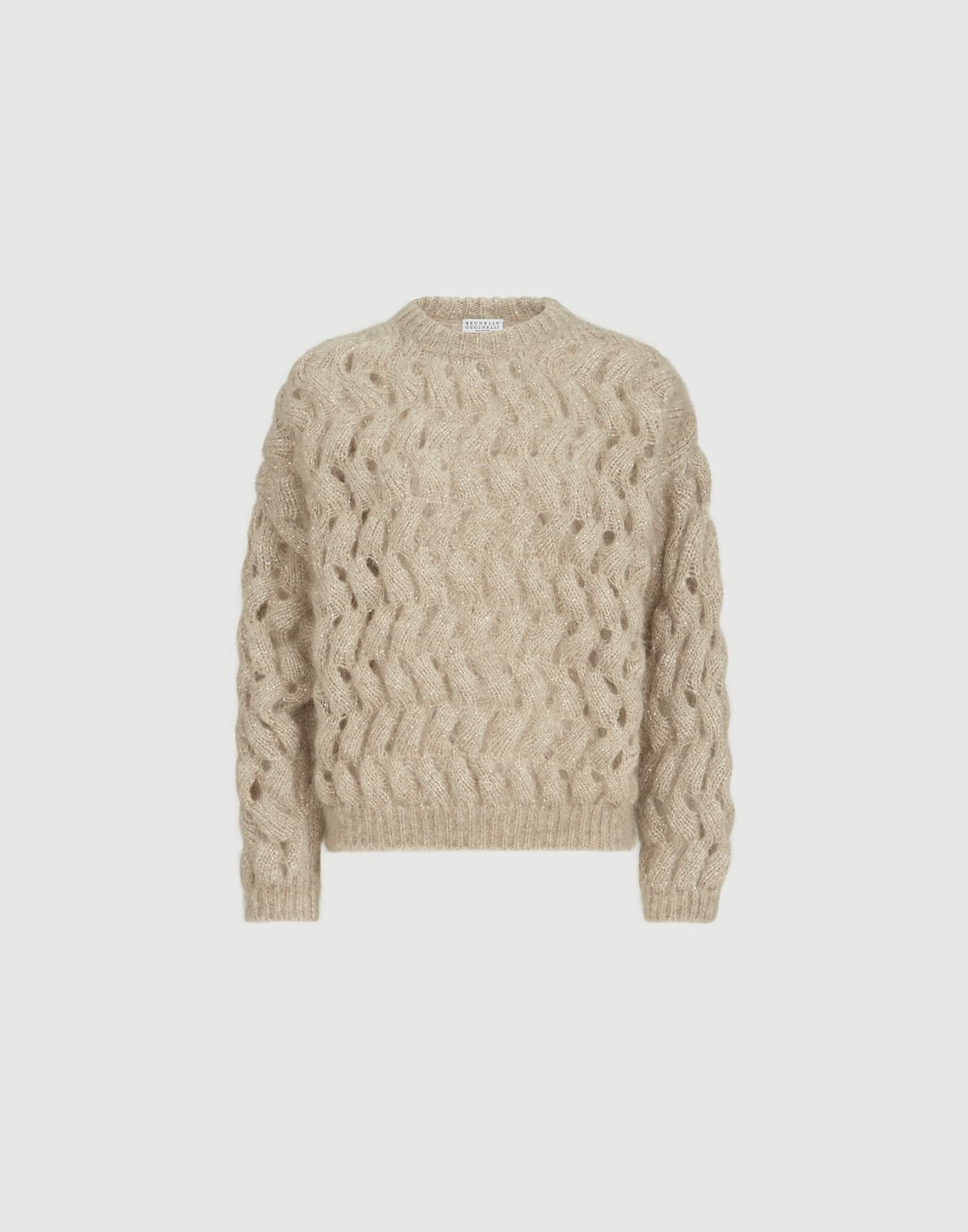 Dazzling Zigzag Cables sweater Sand Woman - Brunello Cucinelli
