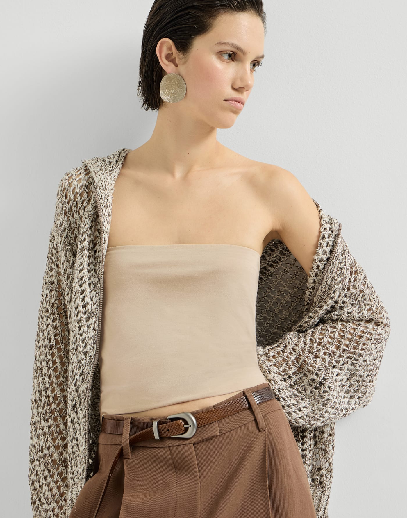 Jersey bandeau top Sand Woman - Brunello Cucinelli