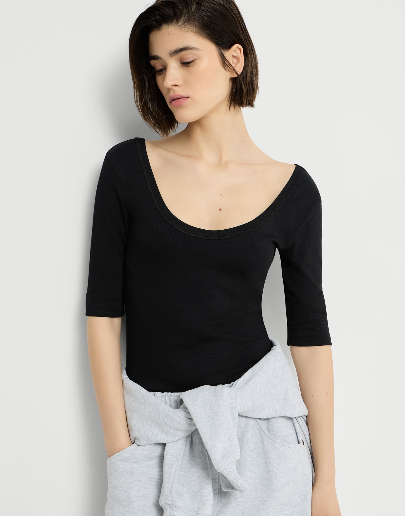 Ribbed jersey T-shirt Black Woman - Brunello Cucinelli