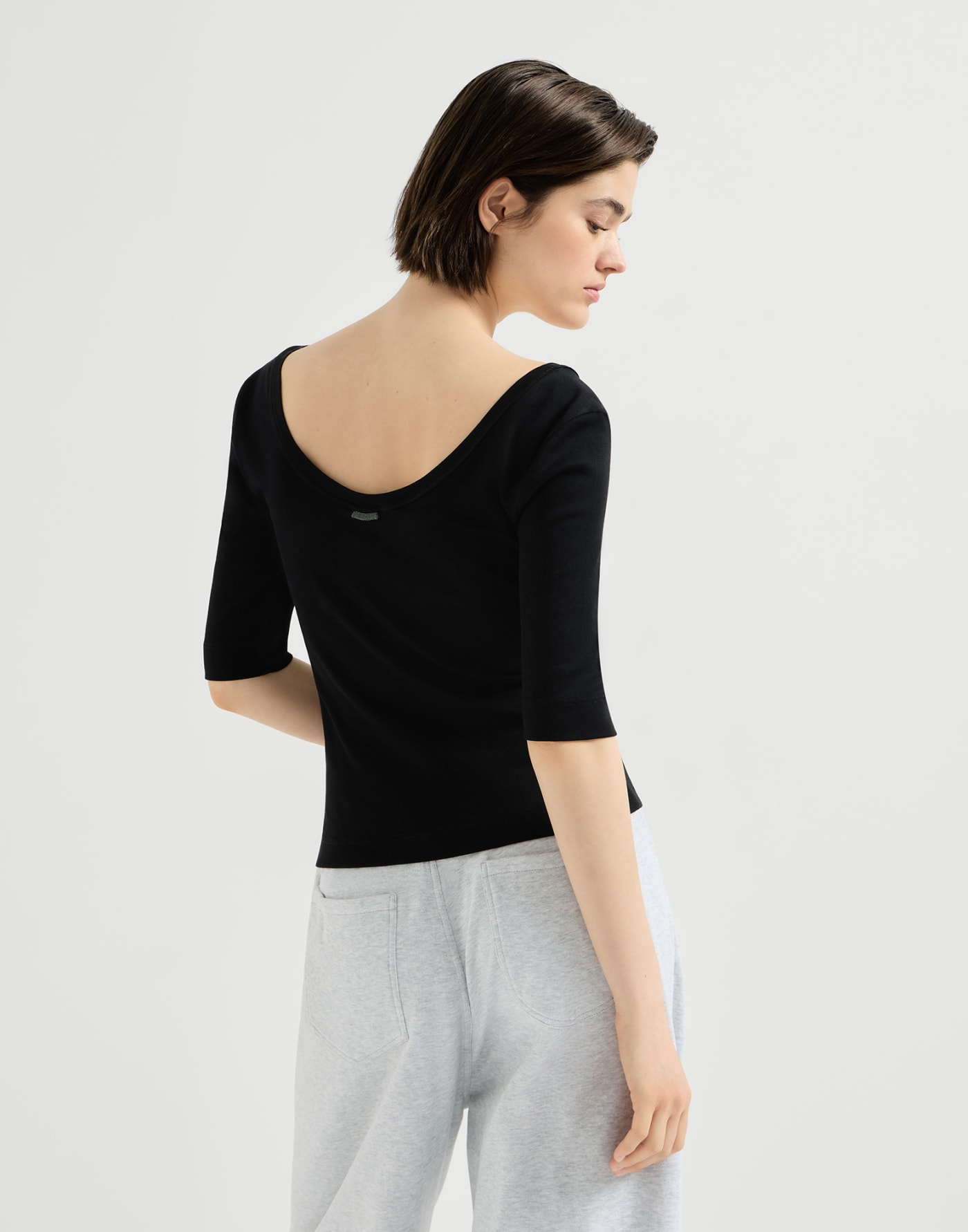 Ribbed jersey T-shirt Black Woman - Brunello Cucinelli
