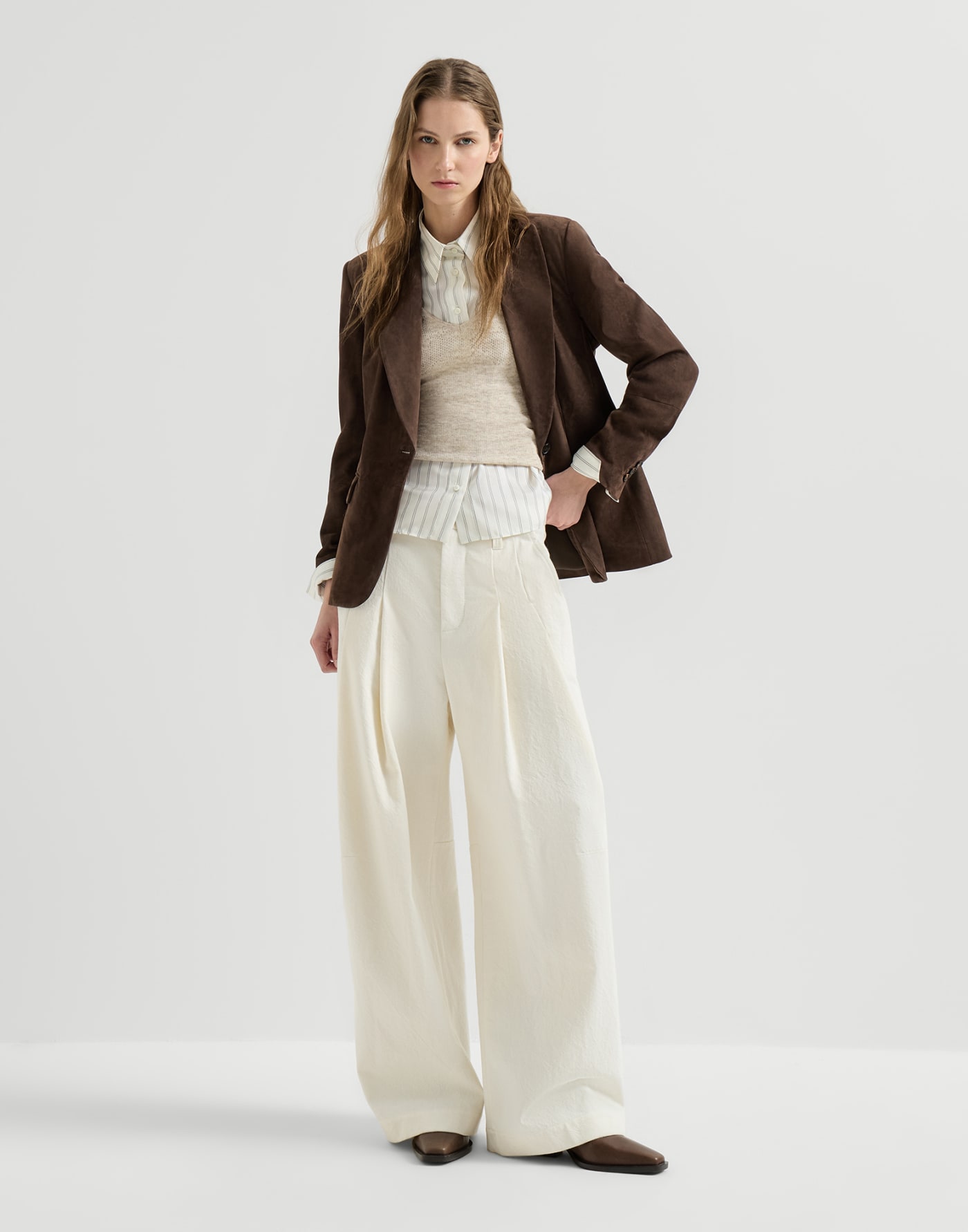Flower lace knit top Sand Woman - Brunello Cucinelli