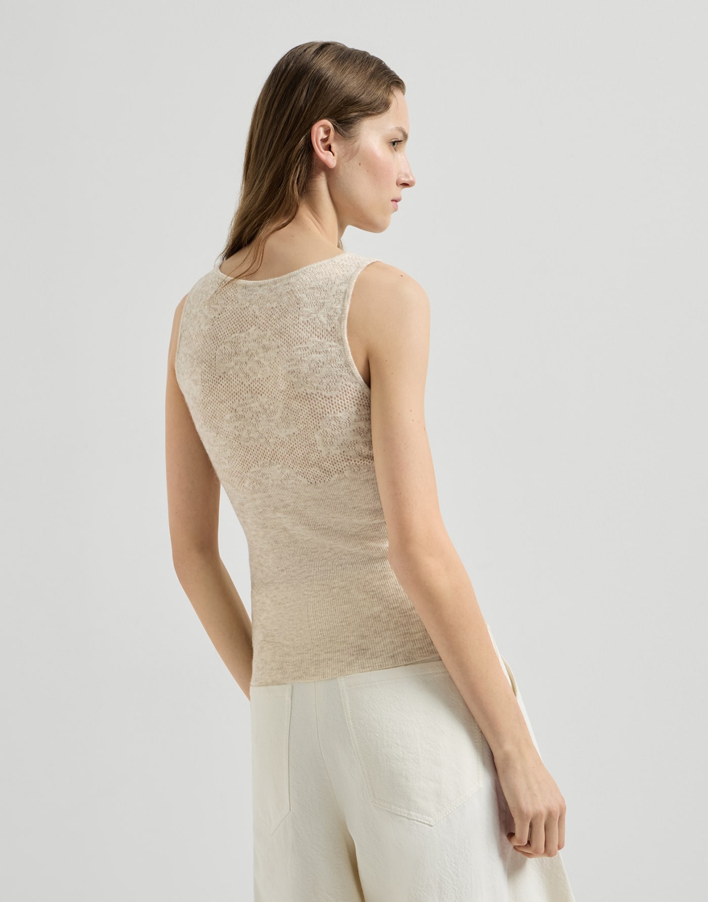 Flower lace knit top Sand Woman - Brunello Cucinelli