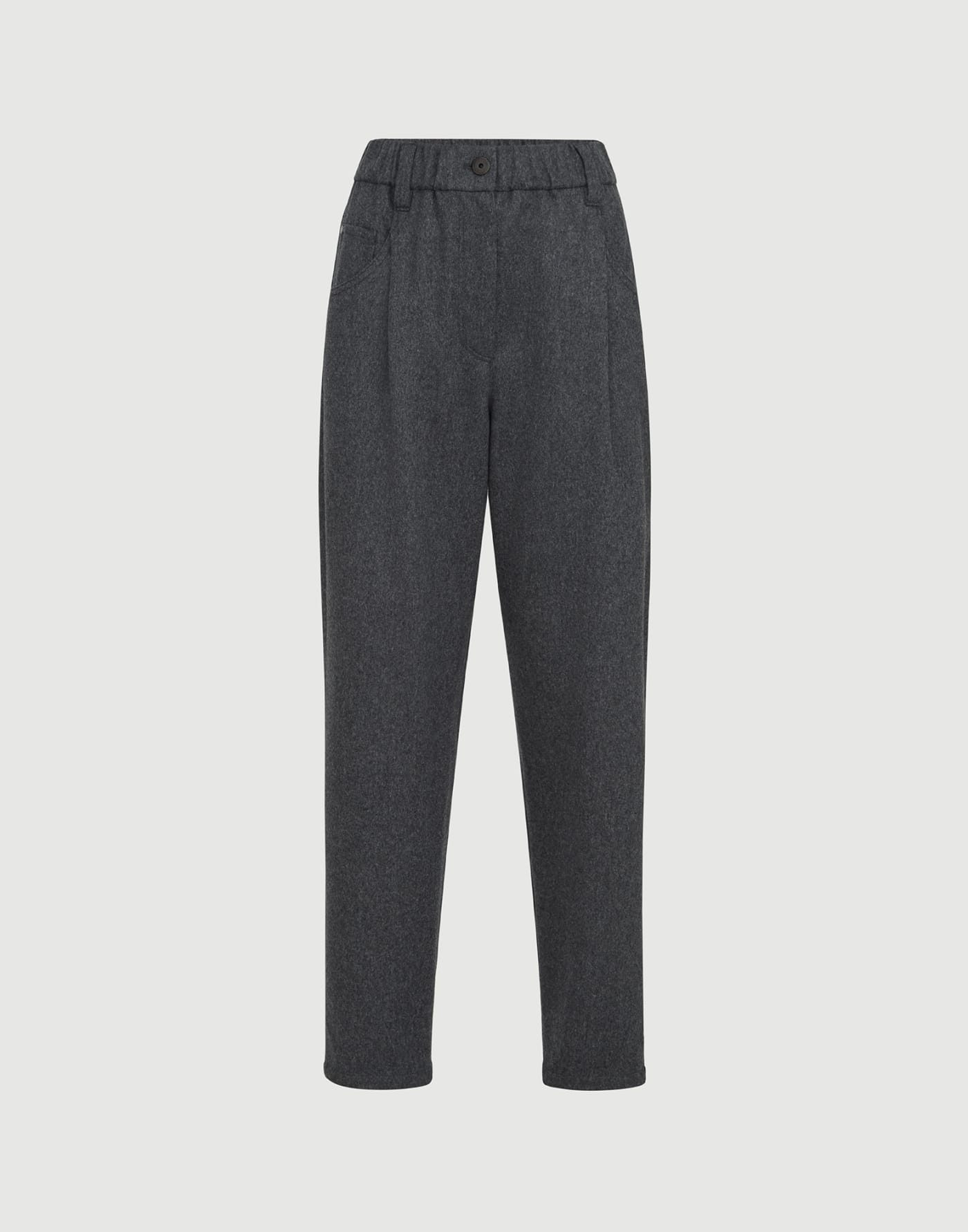 Flannel baggy trousers Anthracite Woman - Brunello Cucinelli