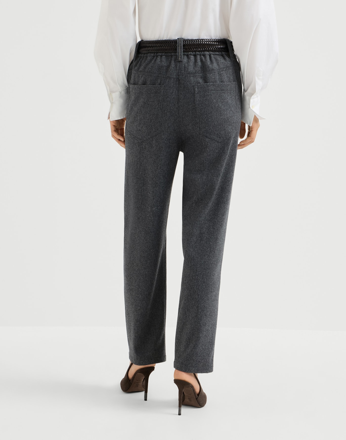 Flannel baggy trousers Anthracite Woman - Brunello Cucinelli