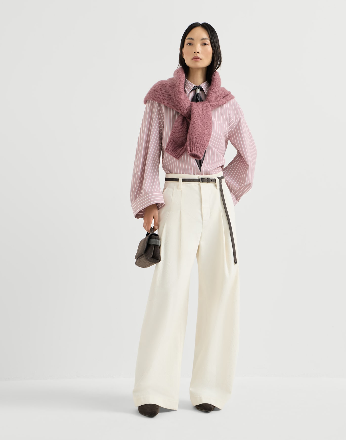 Striped poplin shirt Pink Woman - Brunello Cucinelli