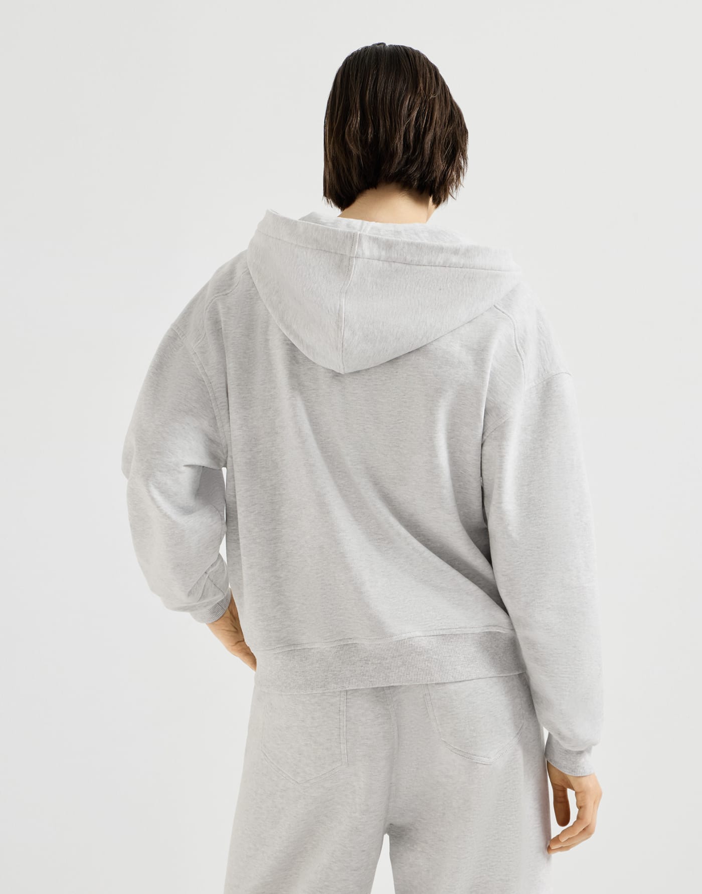 Smooth cotton French terry sweatshirt Silver Woman - Brunello Cucinelli
