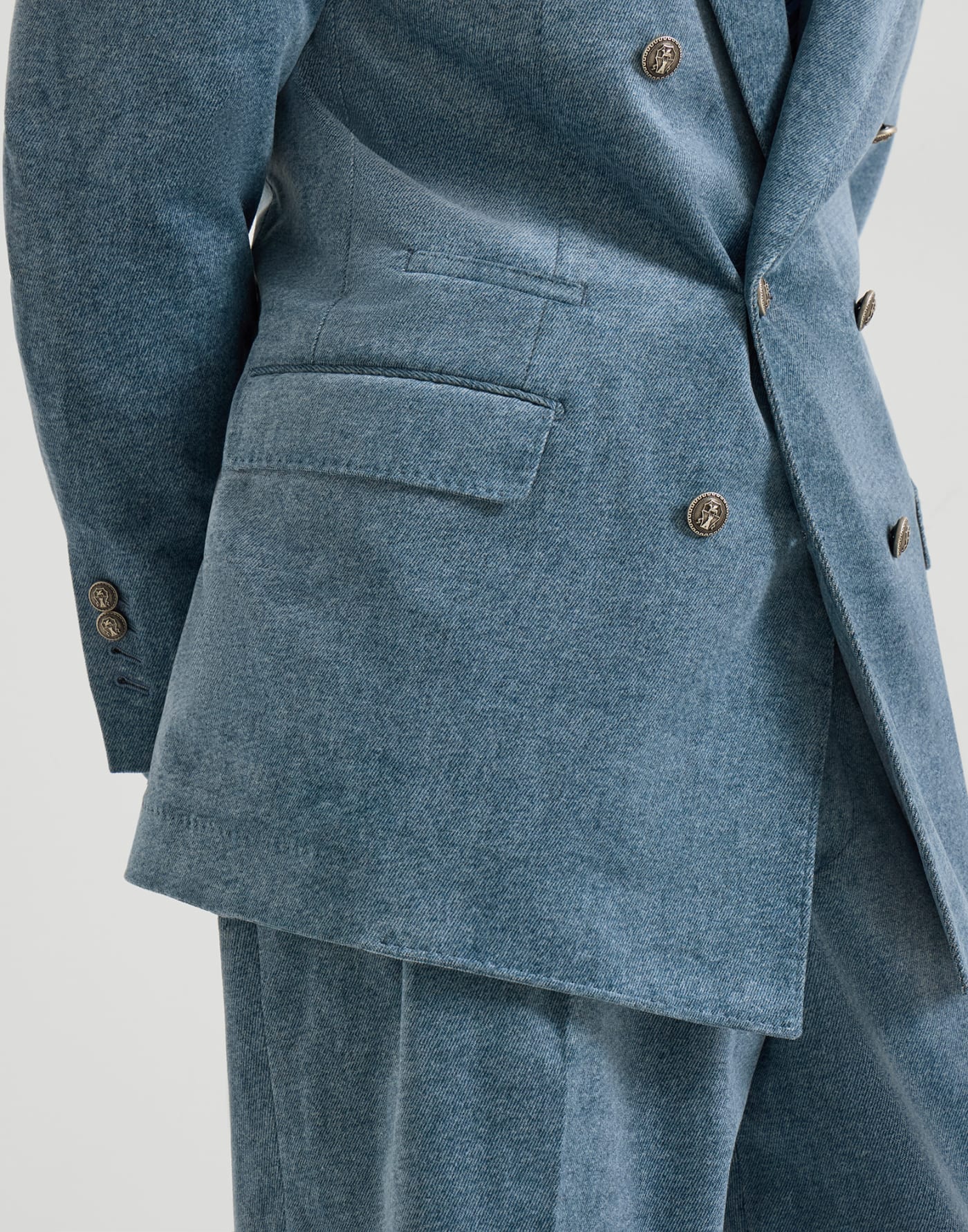 Abito Tailor in velluto effetto denim Ceruleo Uomo - Brunello Cucinelli