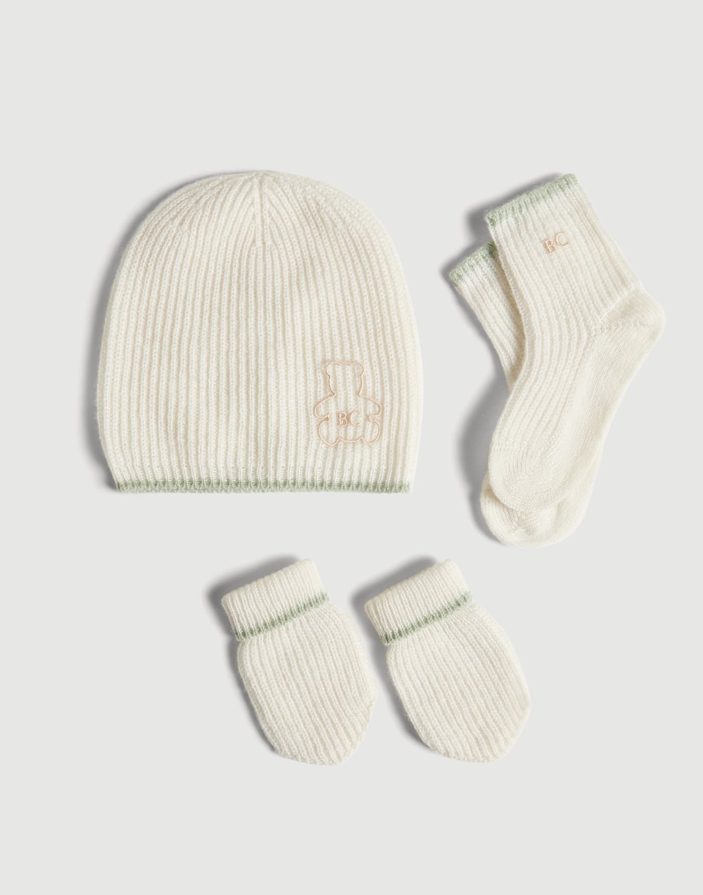 Set de gorro papalina, guantes y calcetines Baby Bernie Panamá Bebé - Brunello Cucinelli