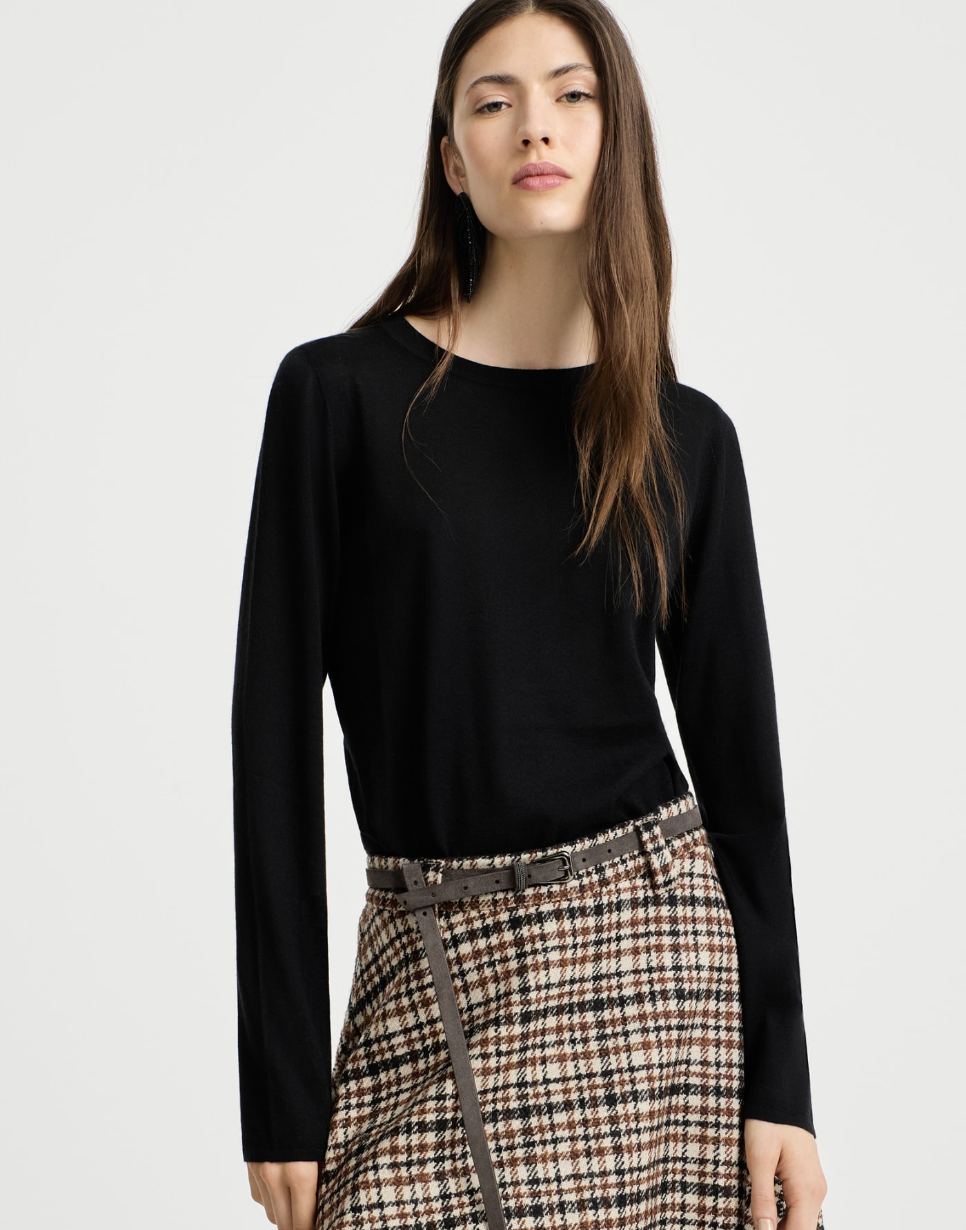 Cashmere and silk lightweight sweater Black Woman - Brunello Cucinelli