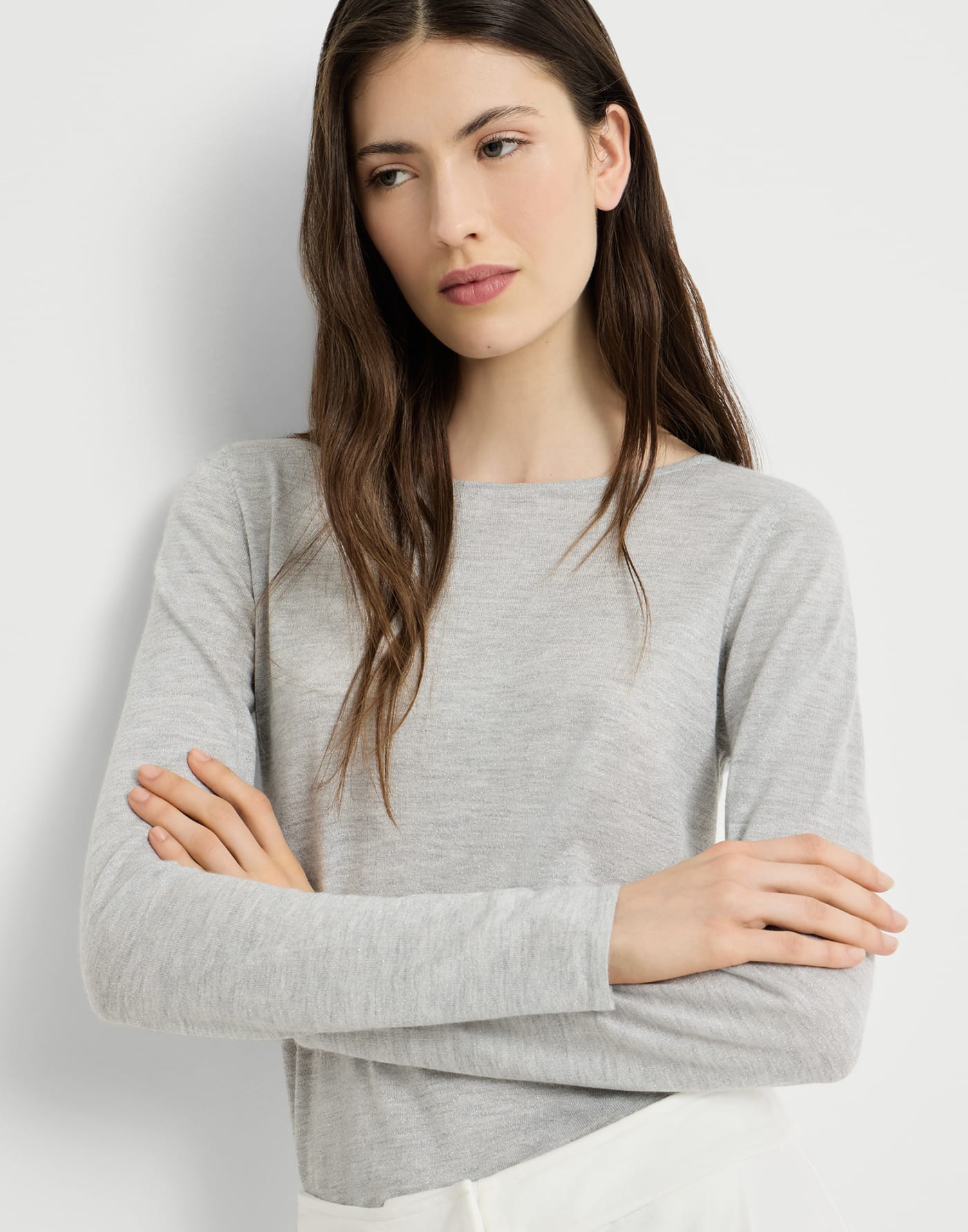 Cashmere and silk lightweight sweater Light Grey Woman - Brunello Cucinelli