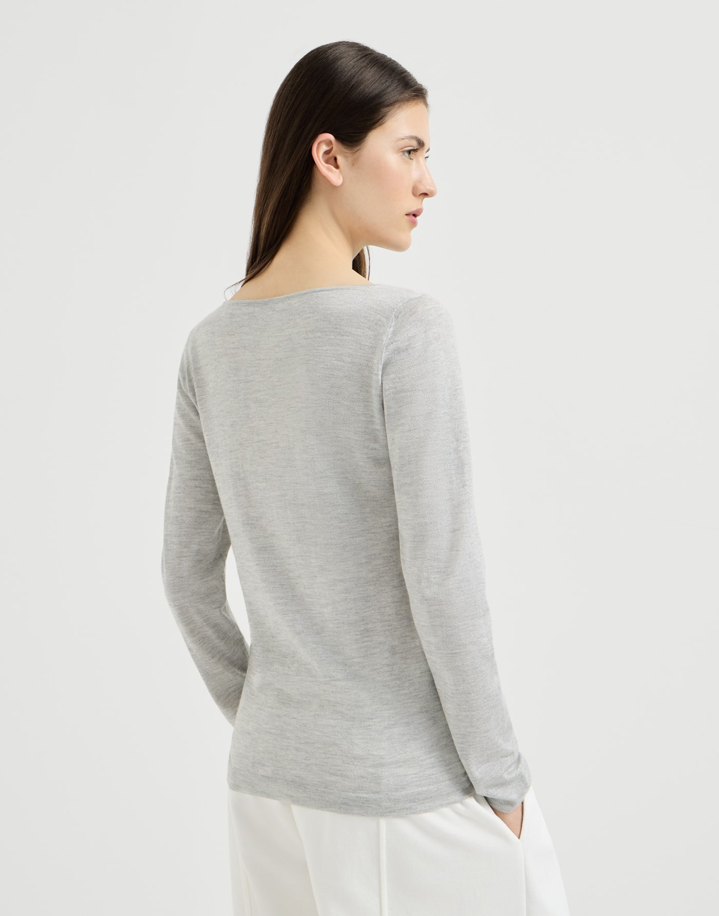 Cashmere and silk lightweight sweater Light Grey Woman - Brunello Cucinelli