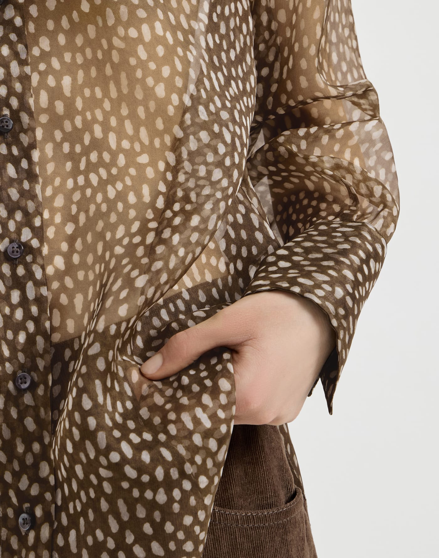 Dapple organza shirt with Neck Tie Brown Woman - Brunello Cucinelli