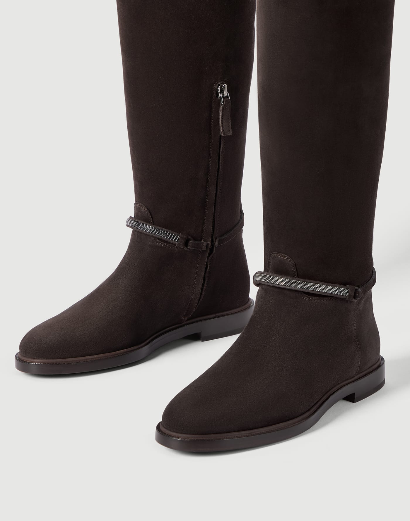 Boot in camoscio con Precious Strap Pepe Donna - Brunello Cucinelli