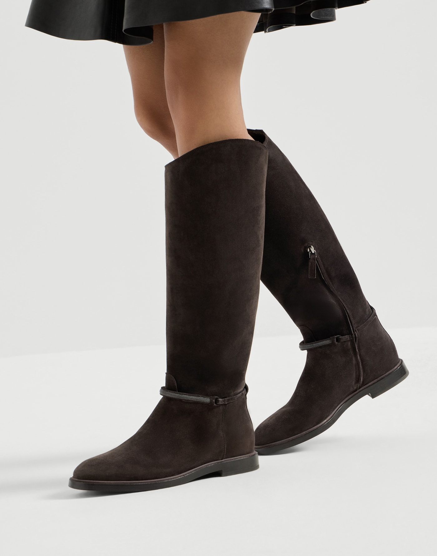 Boot in camoscio con Precious Strap Pepe Donna - Brunello Cucinelli