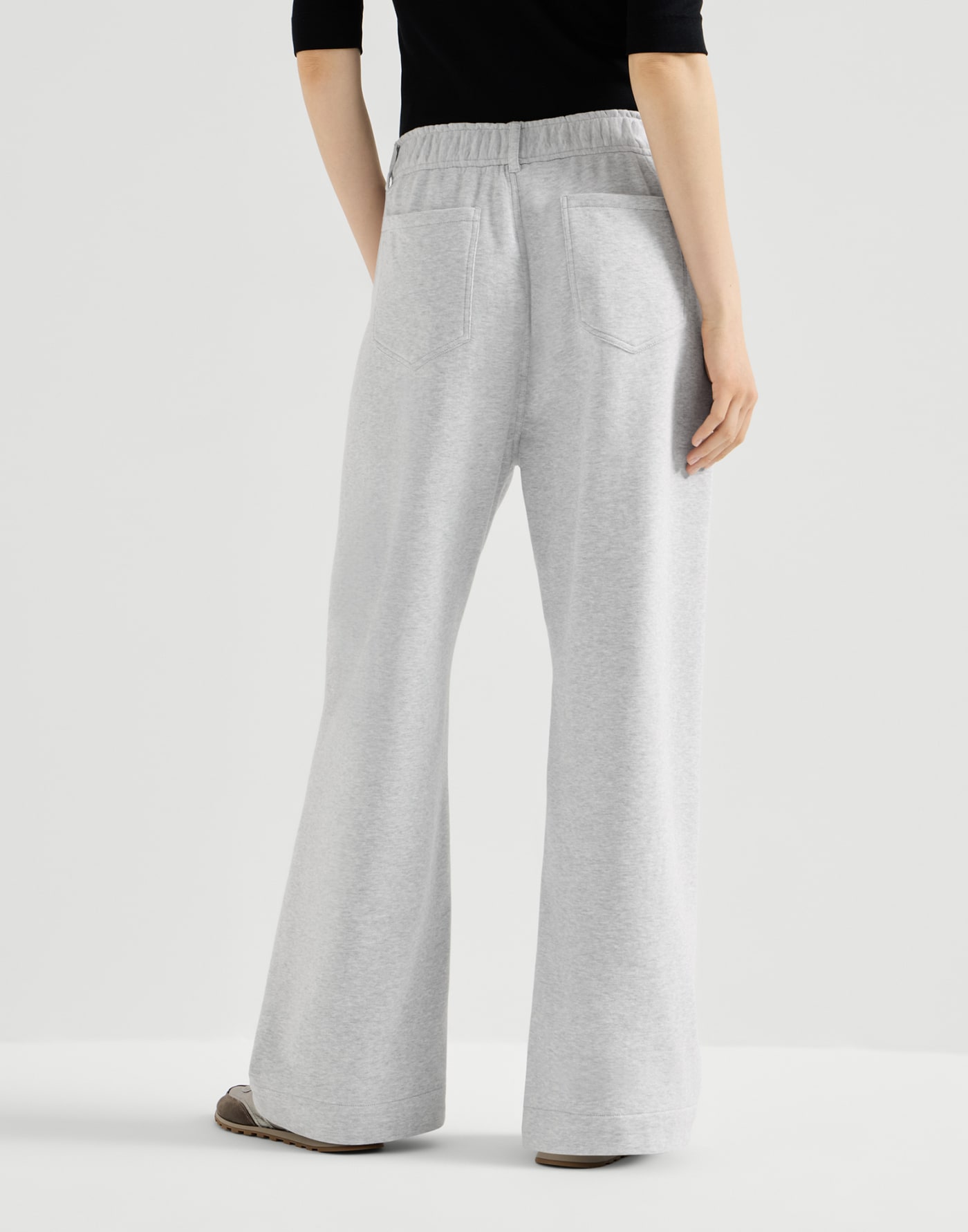 Smooth French terry trousers Silver Woman - Brunello Cucinelli