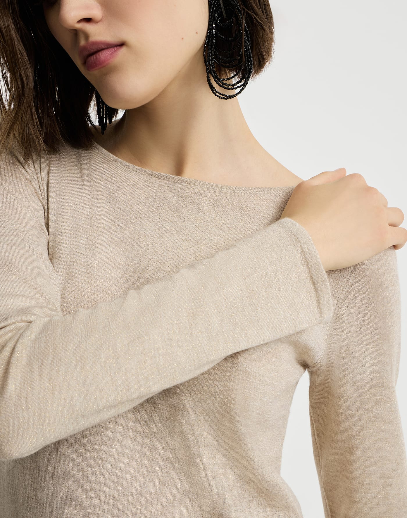 Cashmere and silk lightweight sweater Beige Woman - Brunello Cucinelli