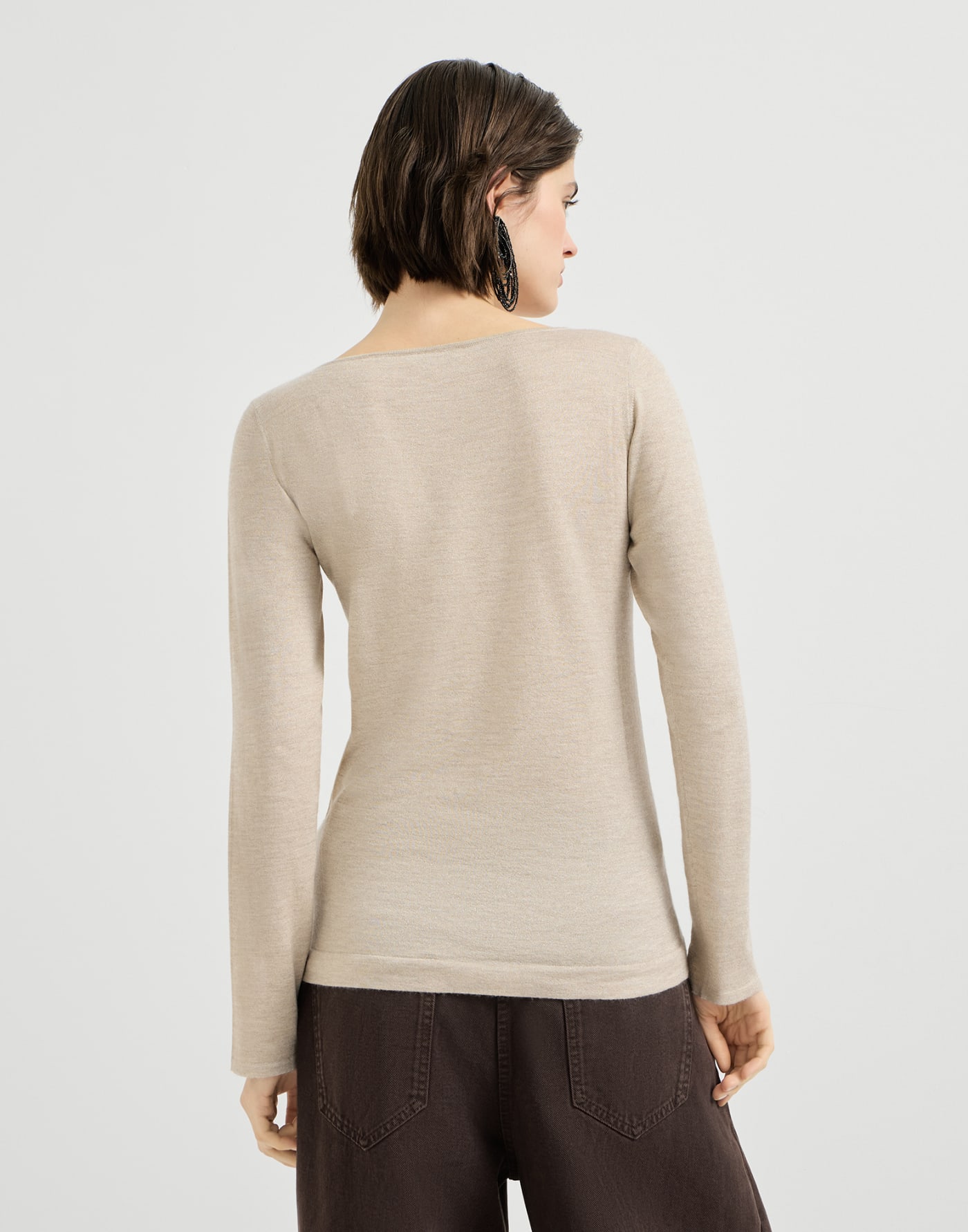 Cashmere and silk lightweight sweater Beige Woman - Brunello Cucinelli