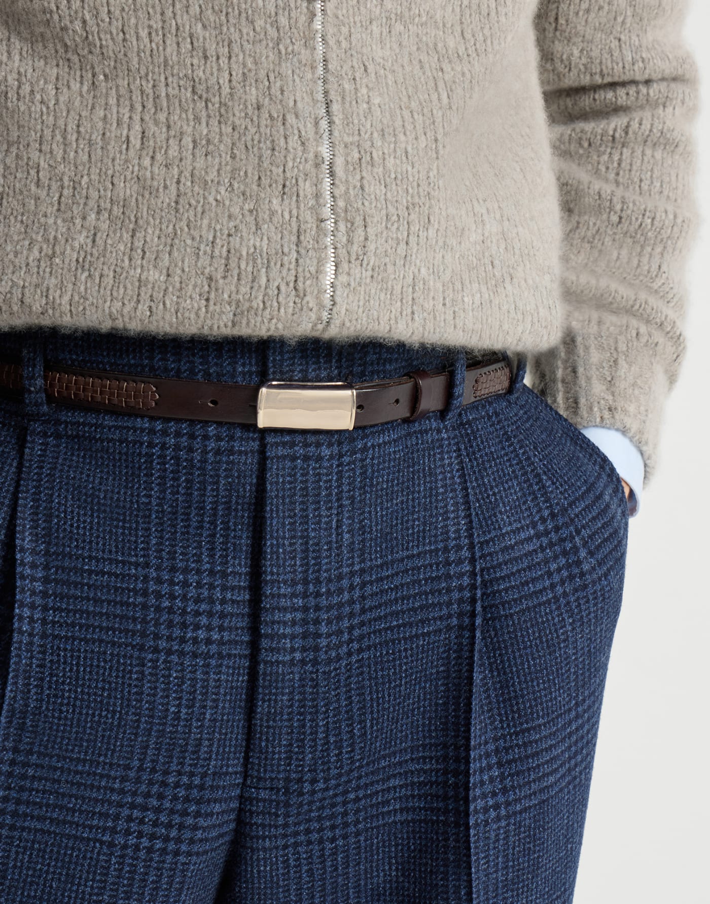 Textured calfskin belt Rust Brown Man - Brunello Cucinelli