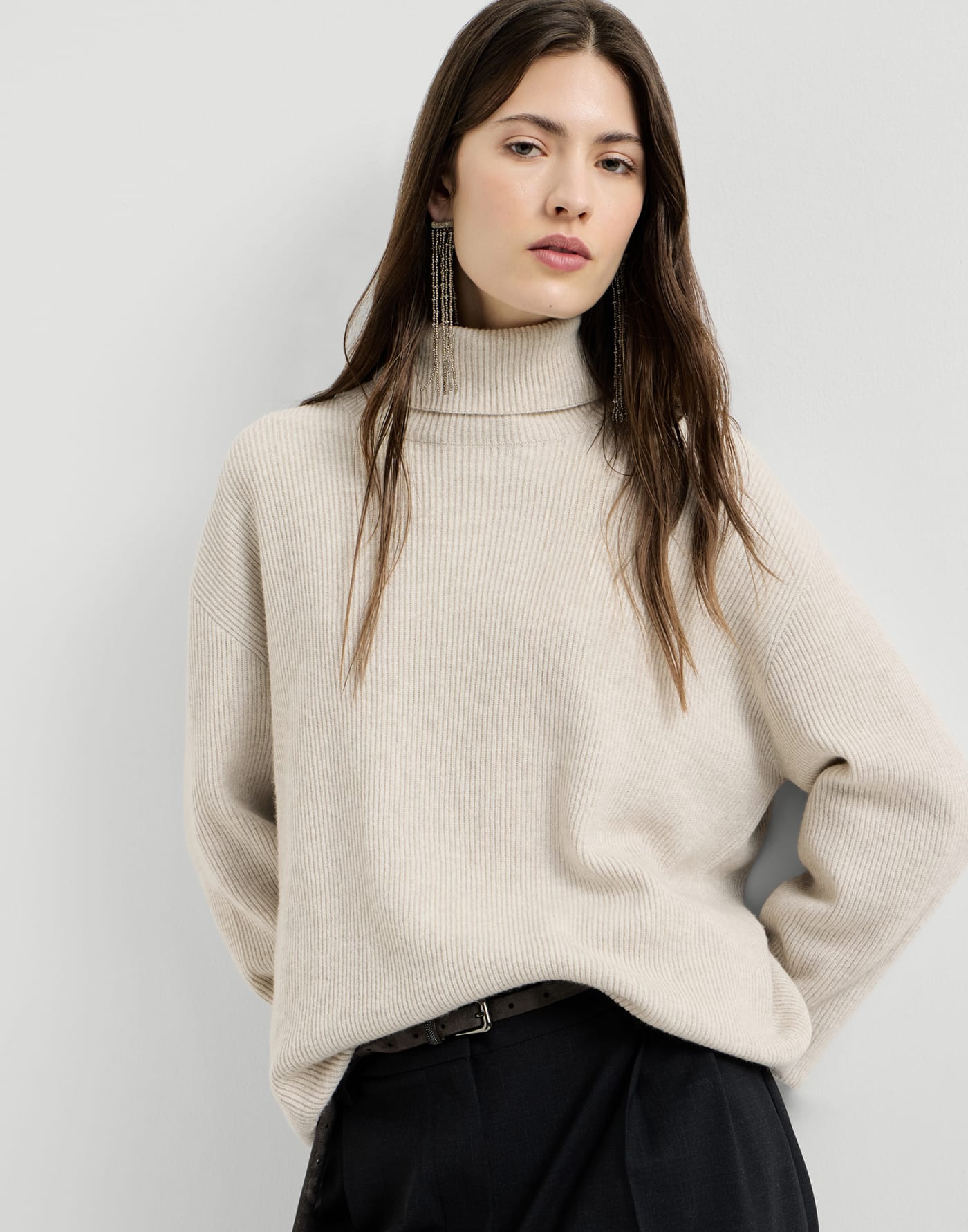Cashmere turtleneck sweater Oyster Woman - Brunello Cucinelli