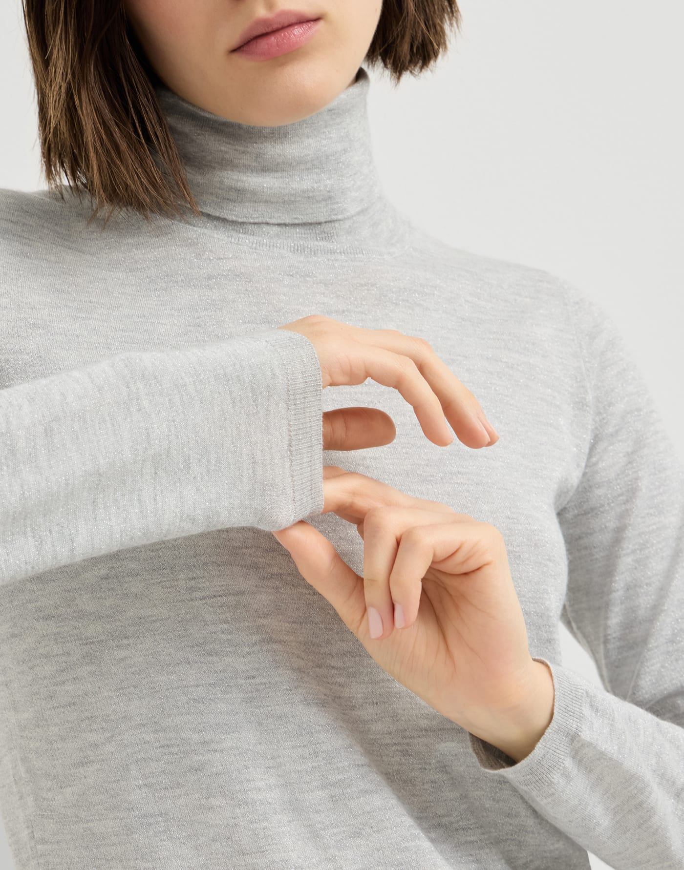 Cashmere and silk turtleneck sweater Pebble Woman - Brunello Cucinelli