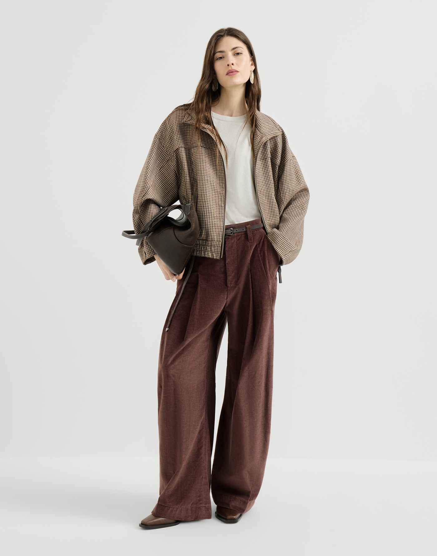 Cashmere and silk knit T-shirt Milk Woman - Brunello Cucinelli