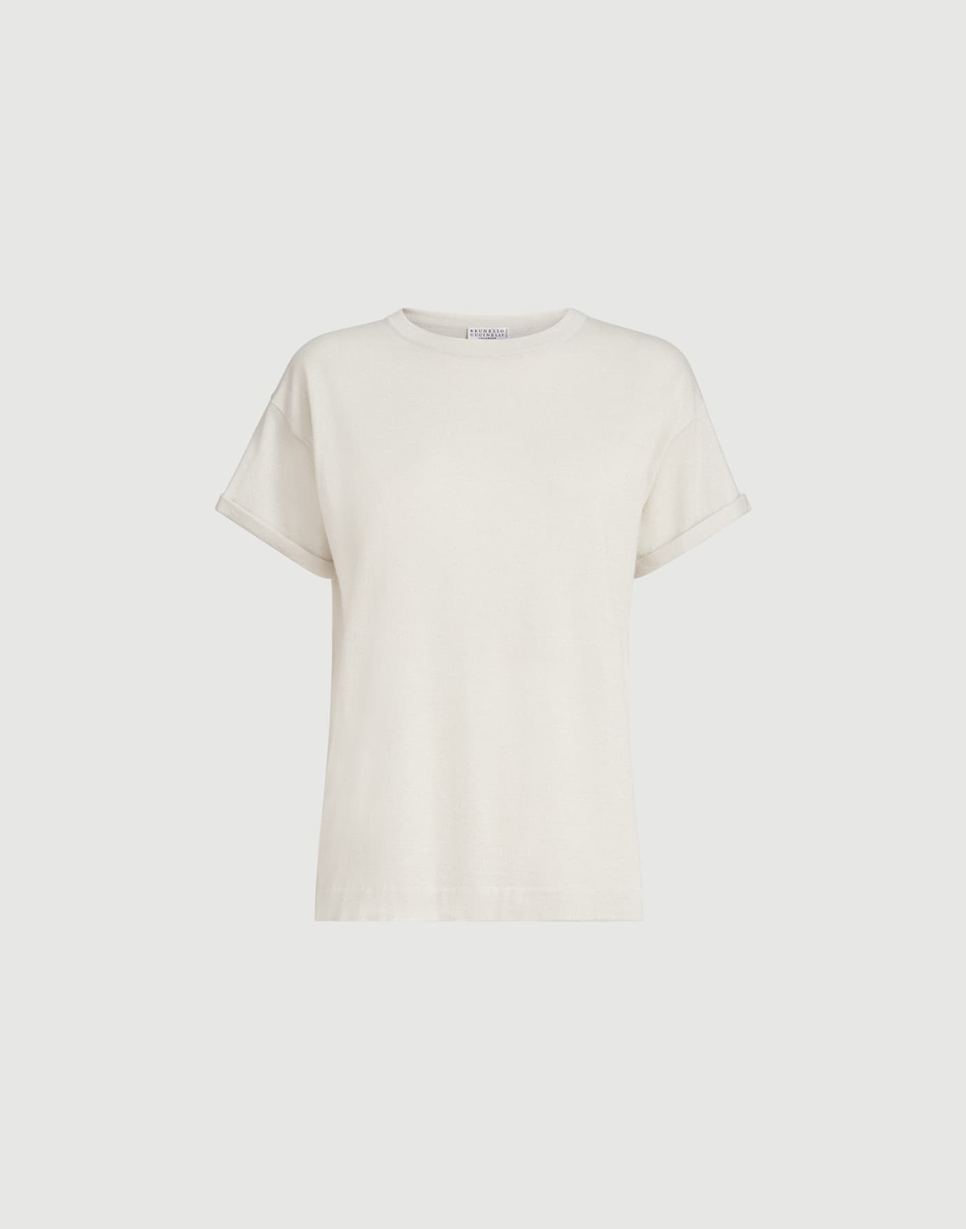 Cashmere and silk knit T-shirt Milk Woman - Brunello Cucinelli