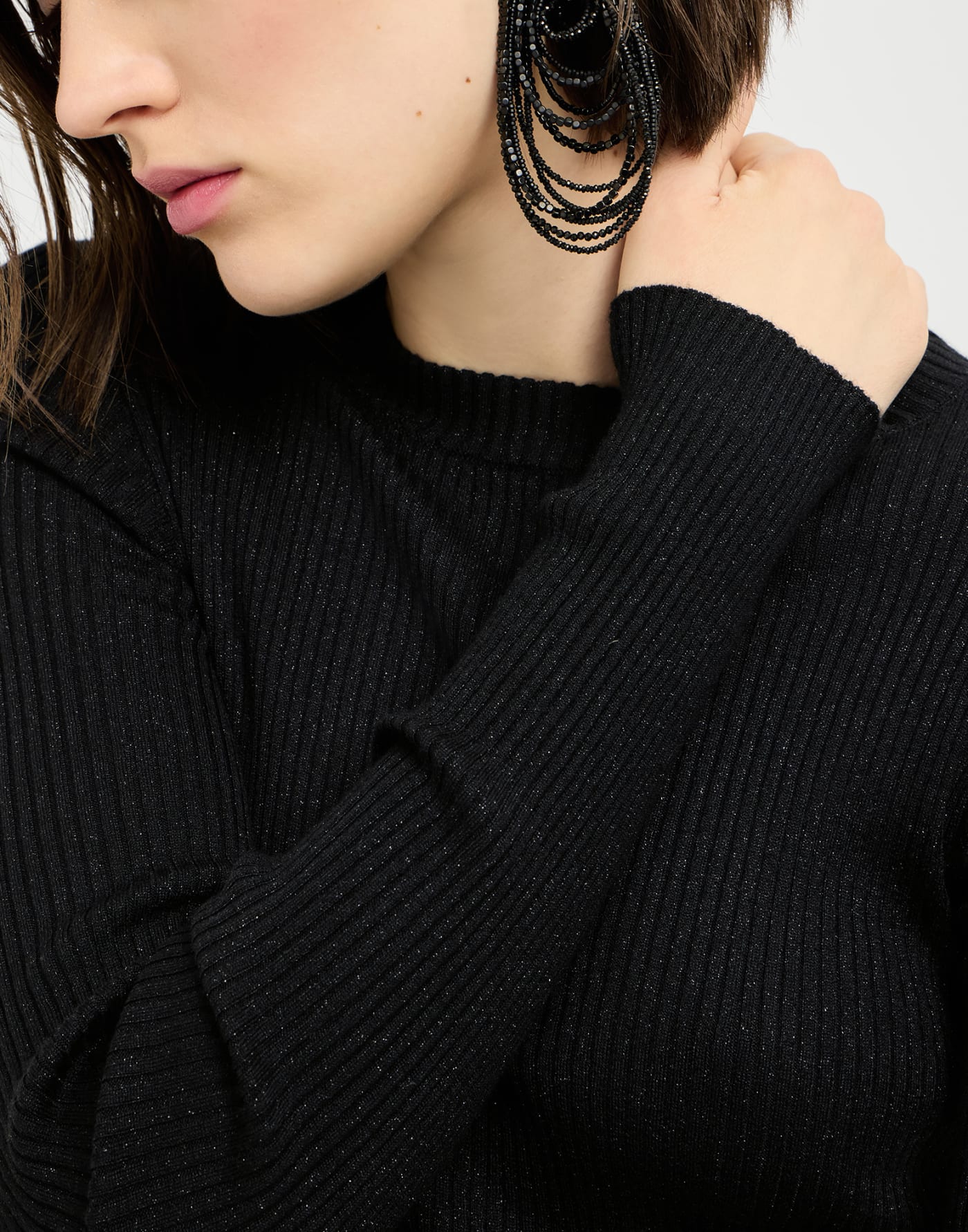 Cashmere and silk ribbed sweater Black Woman - Brunello Cucinelli