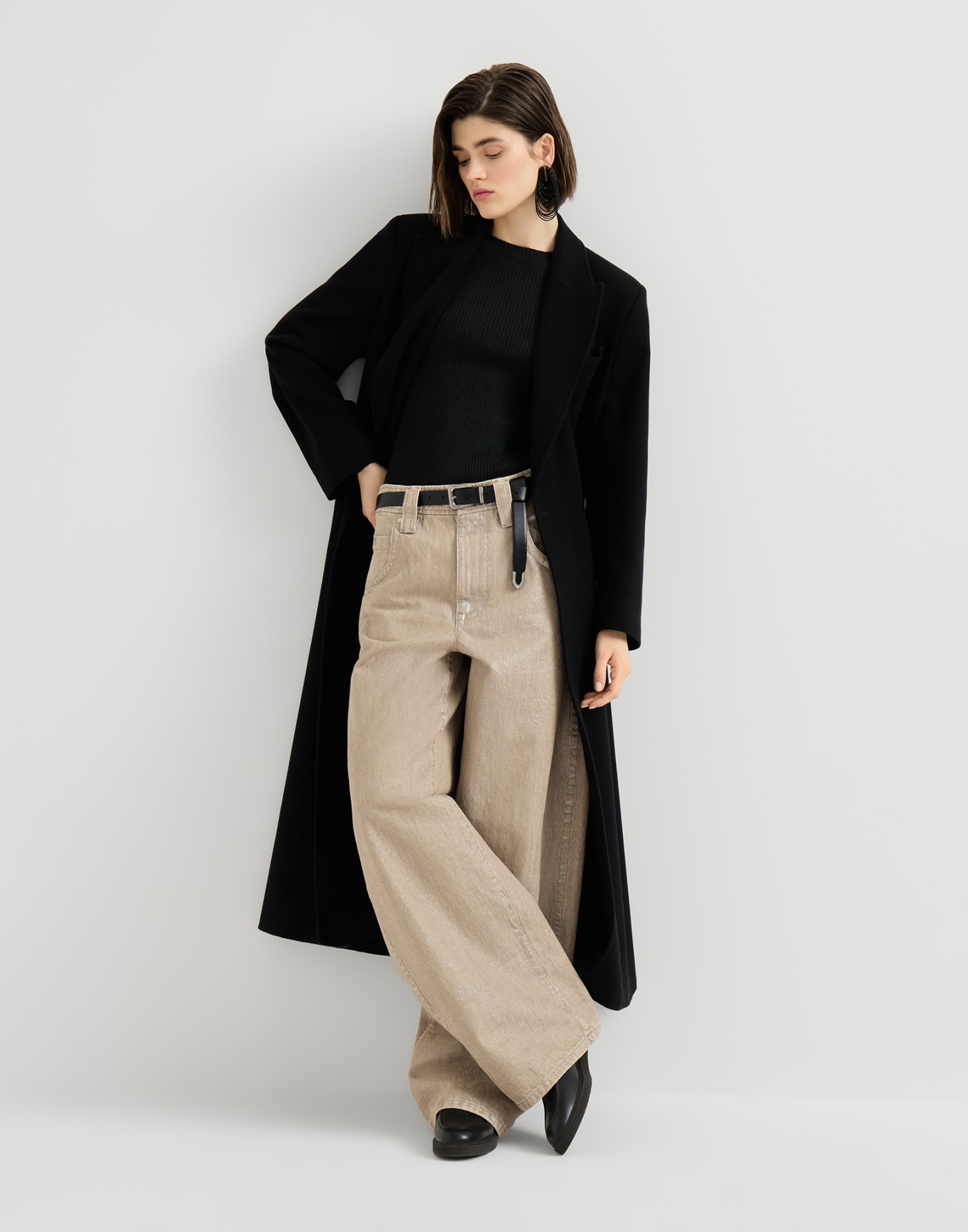 Cashmere and silk ribbed sweater Black Woman - Brunello Cucinelli