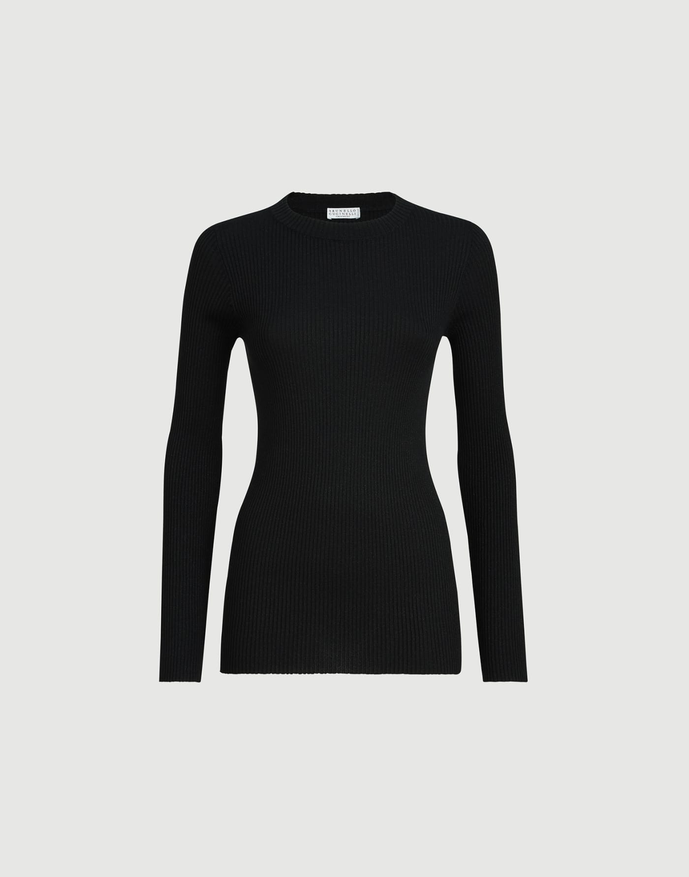 Cashmere and silk ribbed sweater Black Woman - Brunello Cucinelli