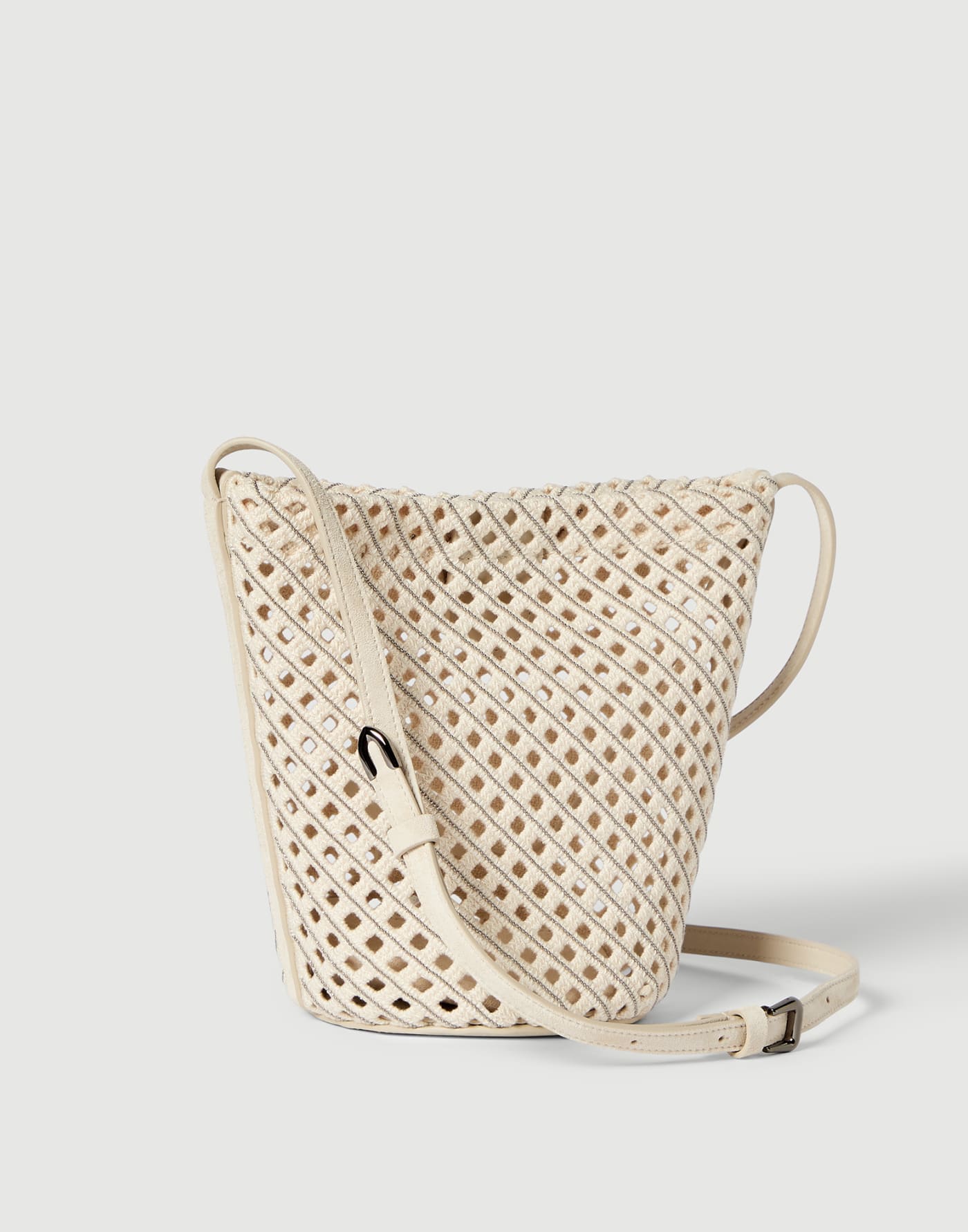 Net sartorial small bucket bag Ivory Woman - Brunello Cucinelli