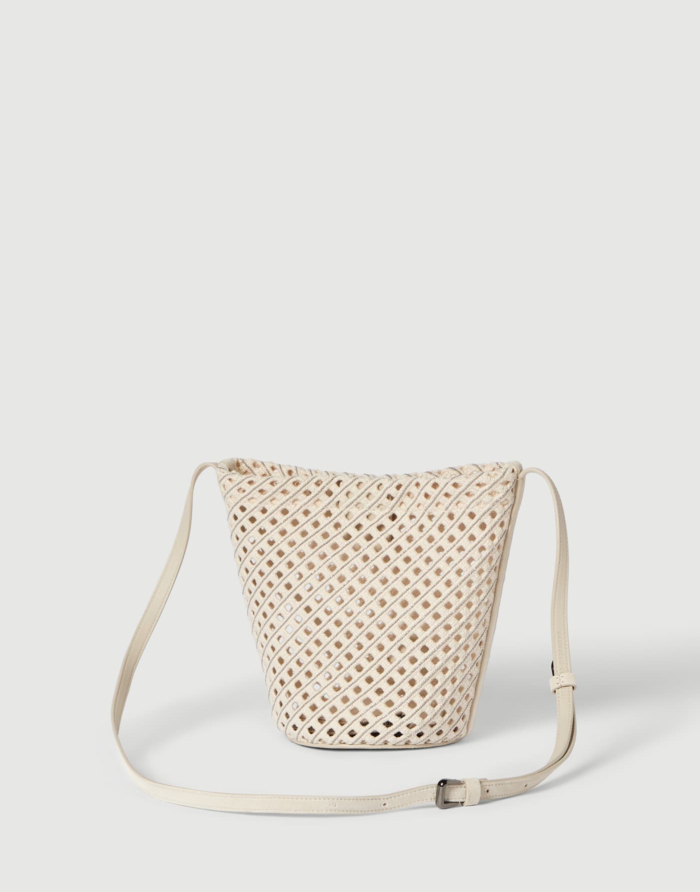 Net sartorial small bucket bag Ivory Woman - Brunello Cucinelli