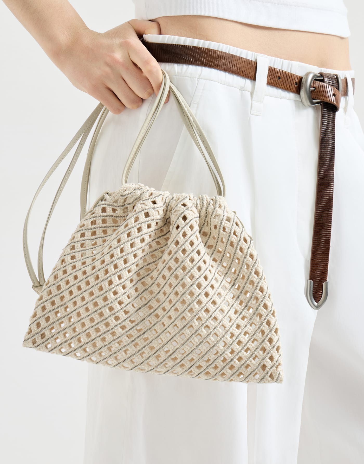 Net pouch bag Ivory Woman - Brunello Cucinelli
